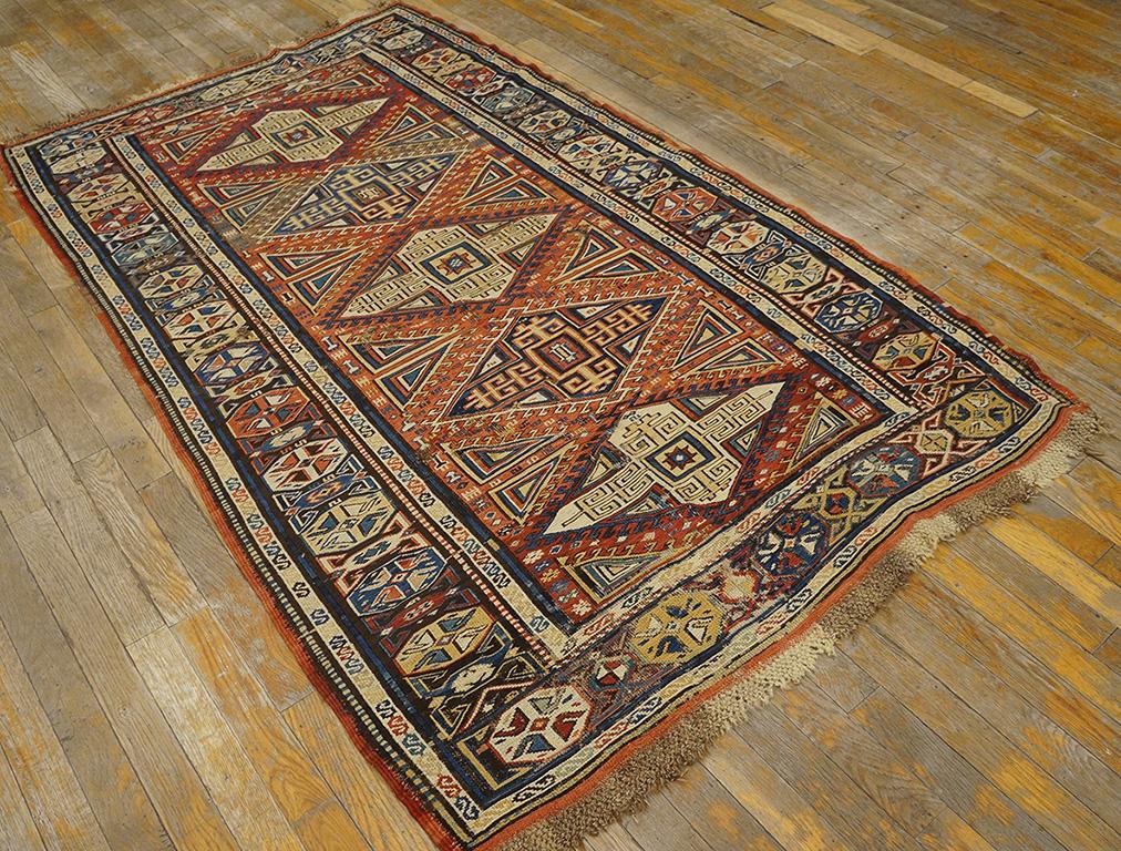Late 19th Century 19th Century Caucasian Sumak Carpet ( 3'8
