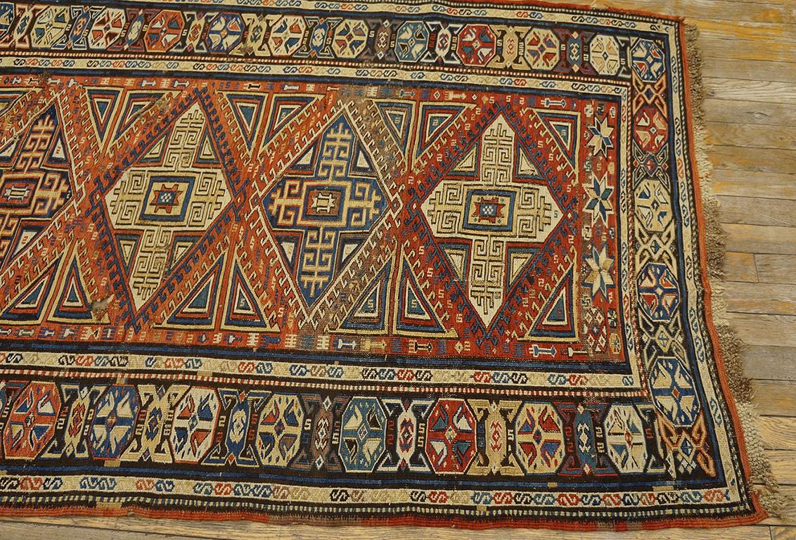 Alfombra de Sumak caucásica del siglo XIX ( 3'8