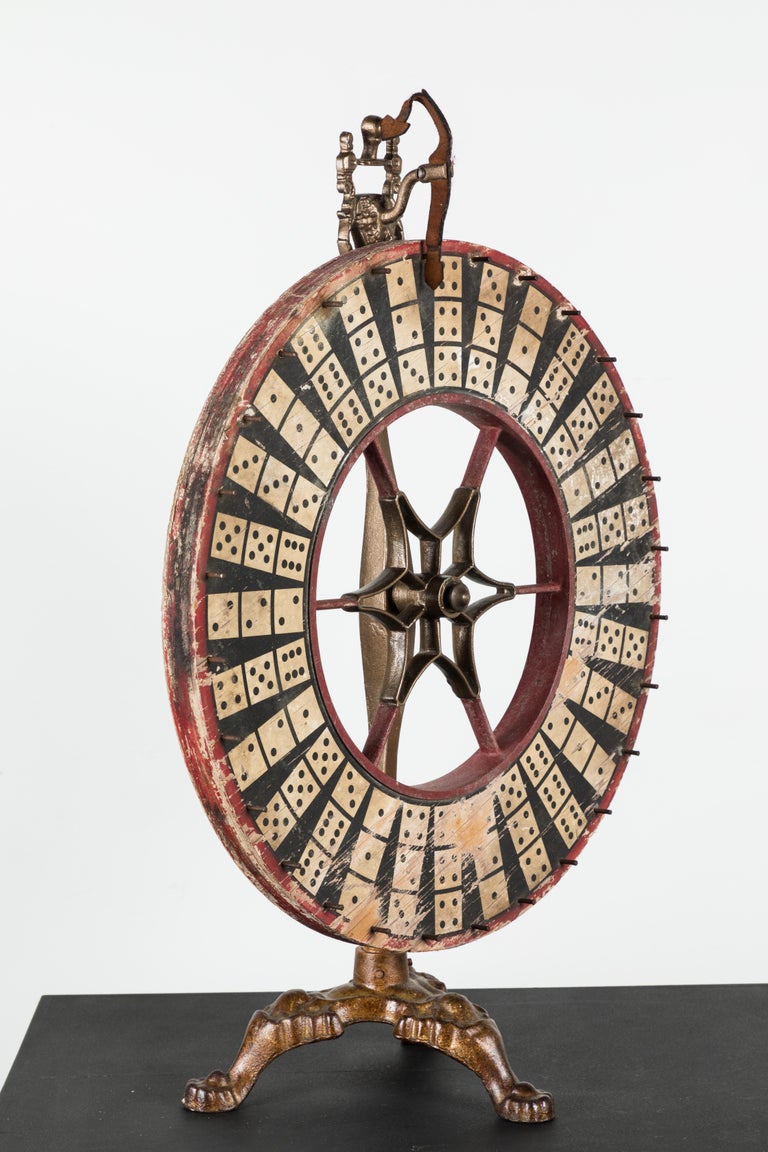Antique Casino Carnival Gambling Game Wheel Wood and Iron For Sale at