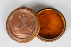 Antique casket with copper bas-relief on the lid "The baptism of the King"