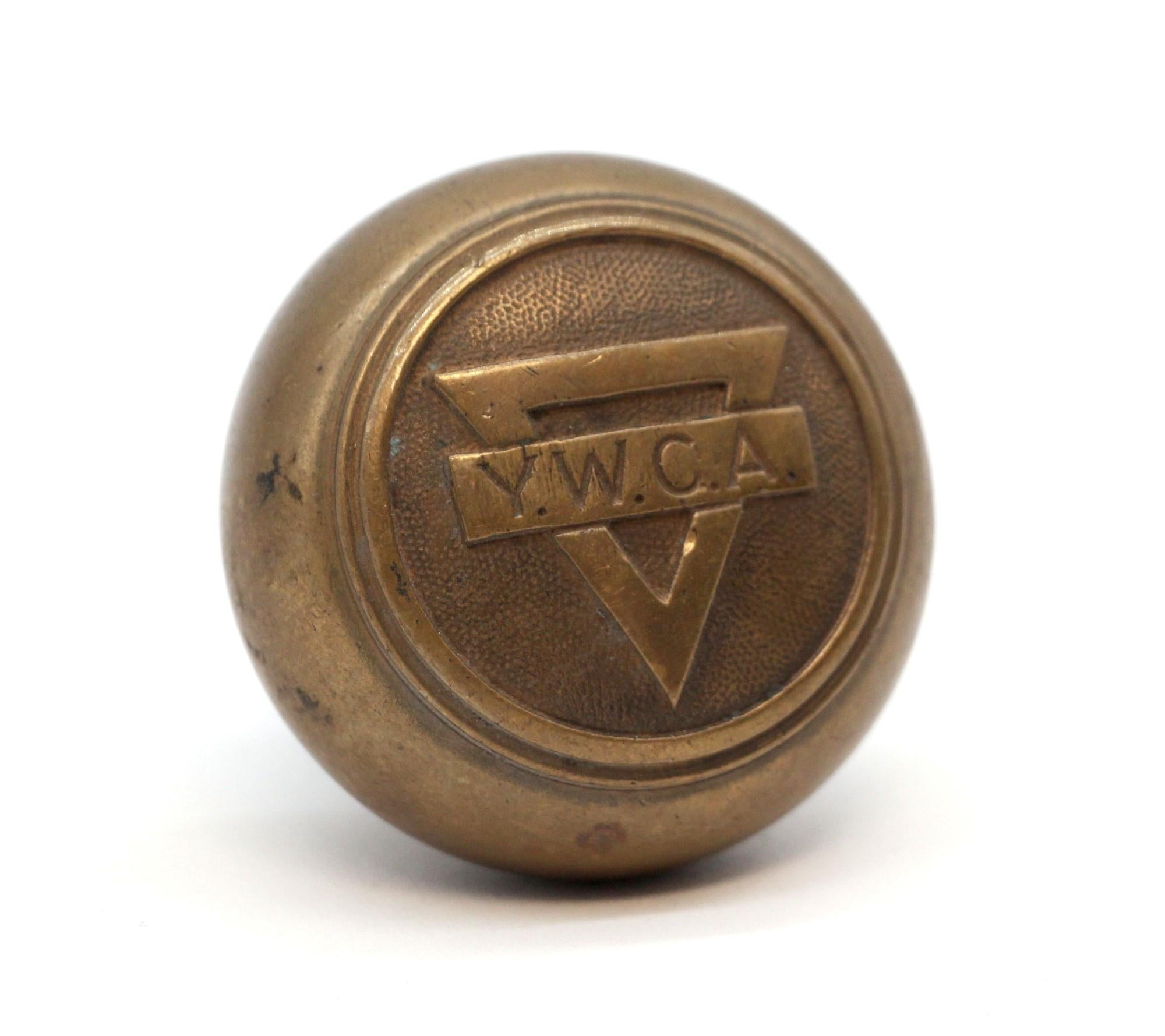Early 20th century single brass door knob. This is part of the P-80460 YWCA group. Please note, this item is located in our Scranton, PA location.