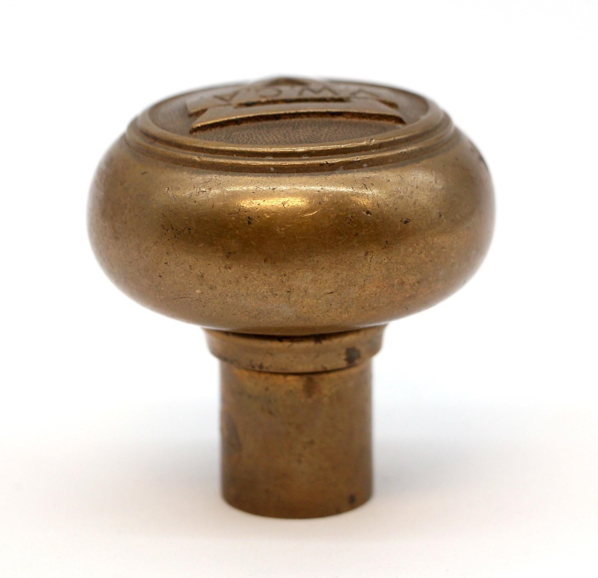 American Antique Cast Brass YWCA Door Knob with Emblem