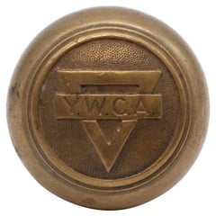 Antique Cast Brass YWCA Door Knob with Emblem