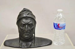 Antique Cast Bronze 9" Dante Dantes Alighieri Bust Sculpture Statue