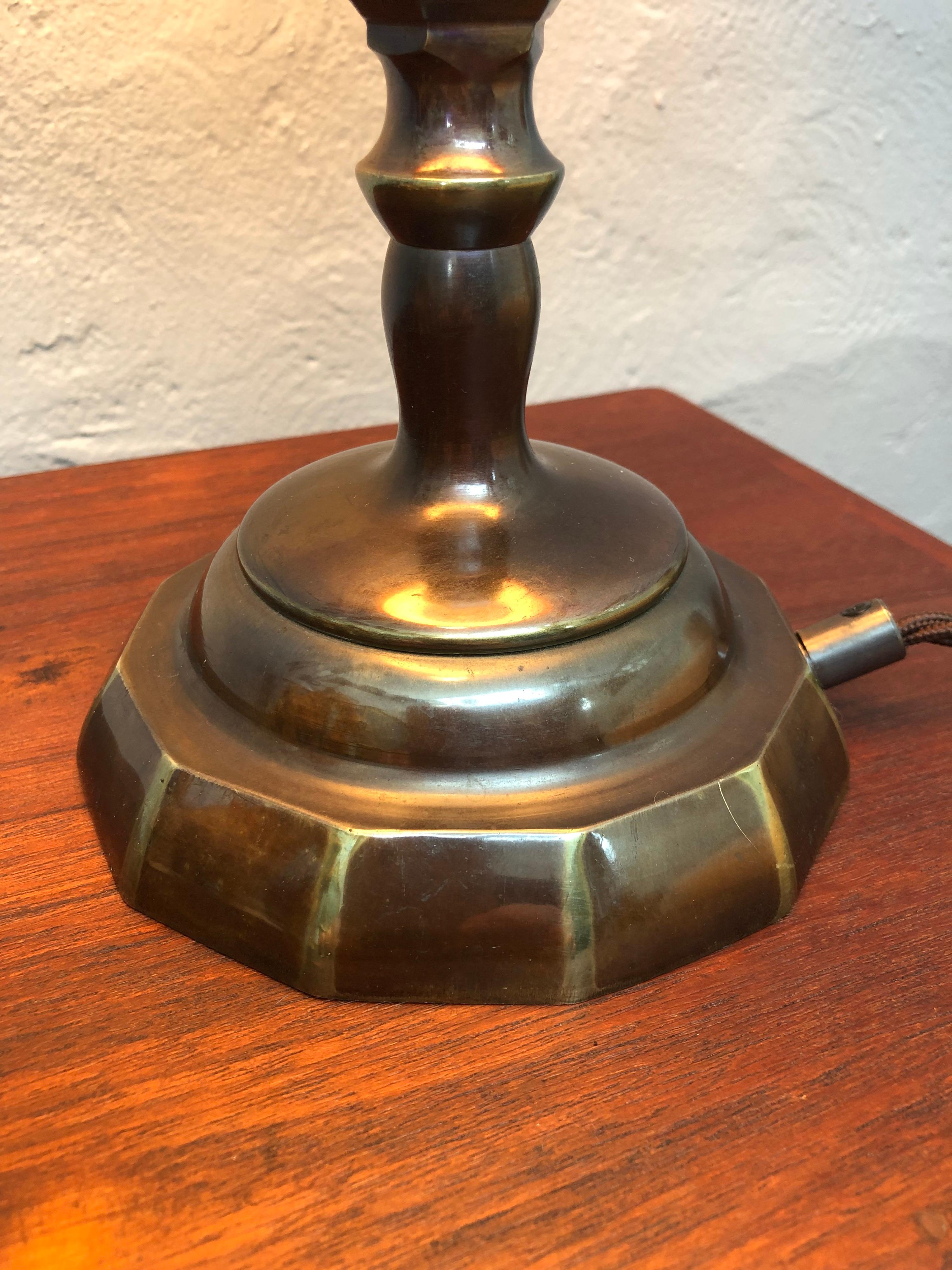Danish Antique Cast Bronze Art Deco Table Lamp For Sale