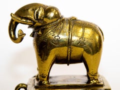 Antique Cast Bronze Elephant Temple Toy on Wheels