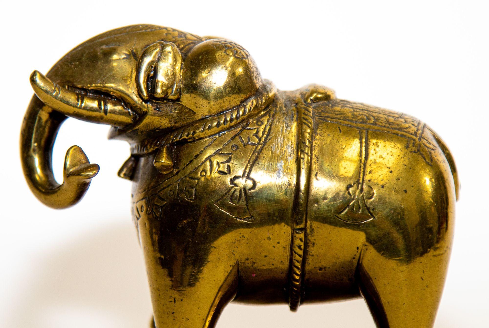 Indian Antique Cast Bronze Elephant Temple Toy on Wheels