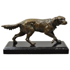 Antique Cast Bronze Labrador Retriever Dog Statue Figurine Paperweight