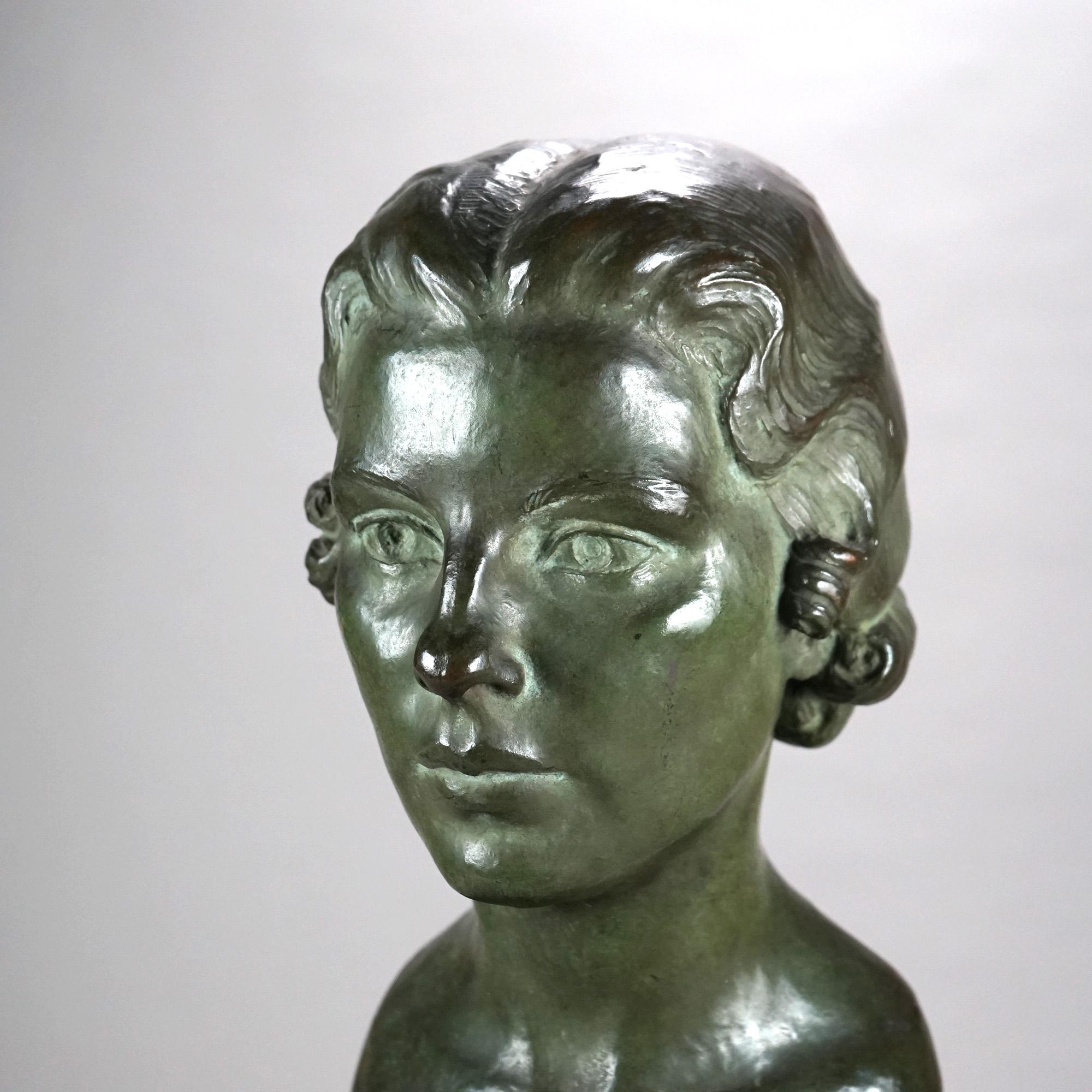Antico busto in bronzo fuso 