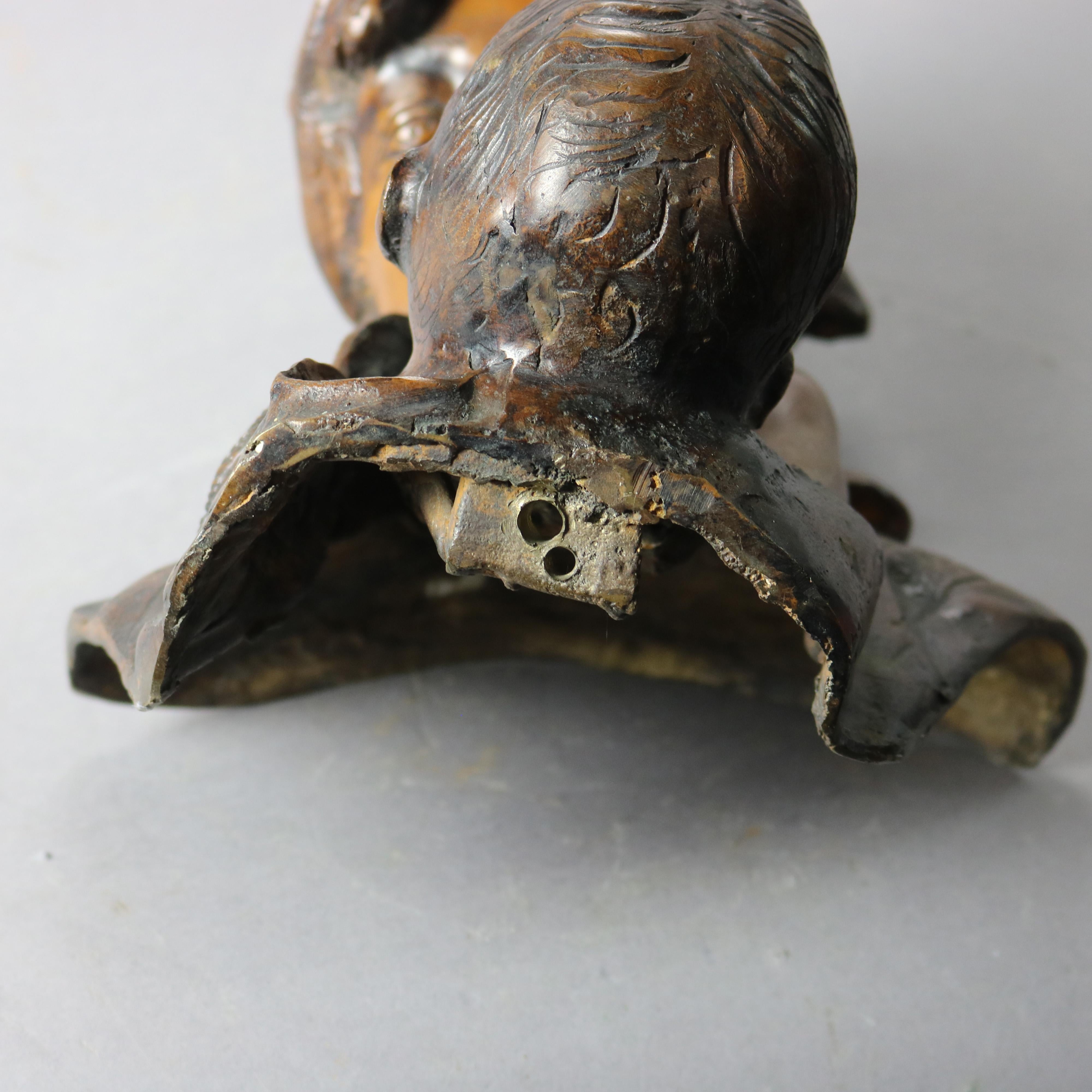 Sculpture mère & Child en bronze antique, circa 1900 3