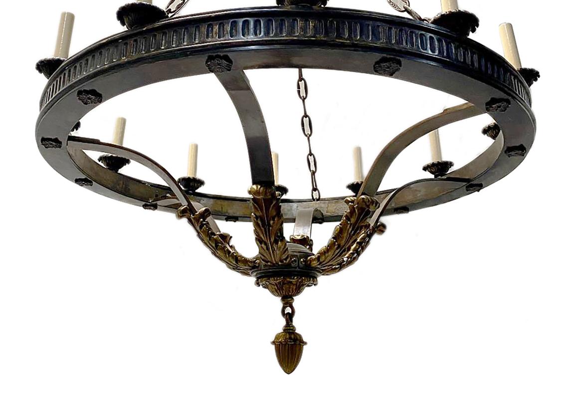 Antique Cast Bronze Neoclassic Chandelier In Good Condition In New York, NY