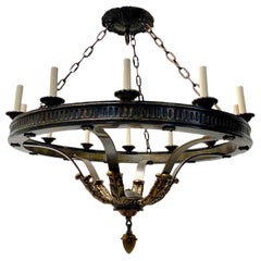 Antique Cast Bronze Neoclassic Chandelier