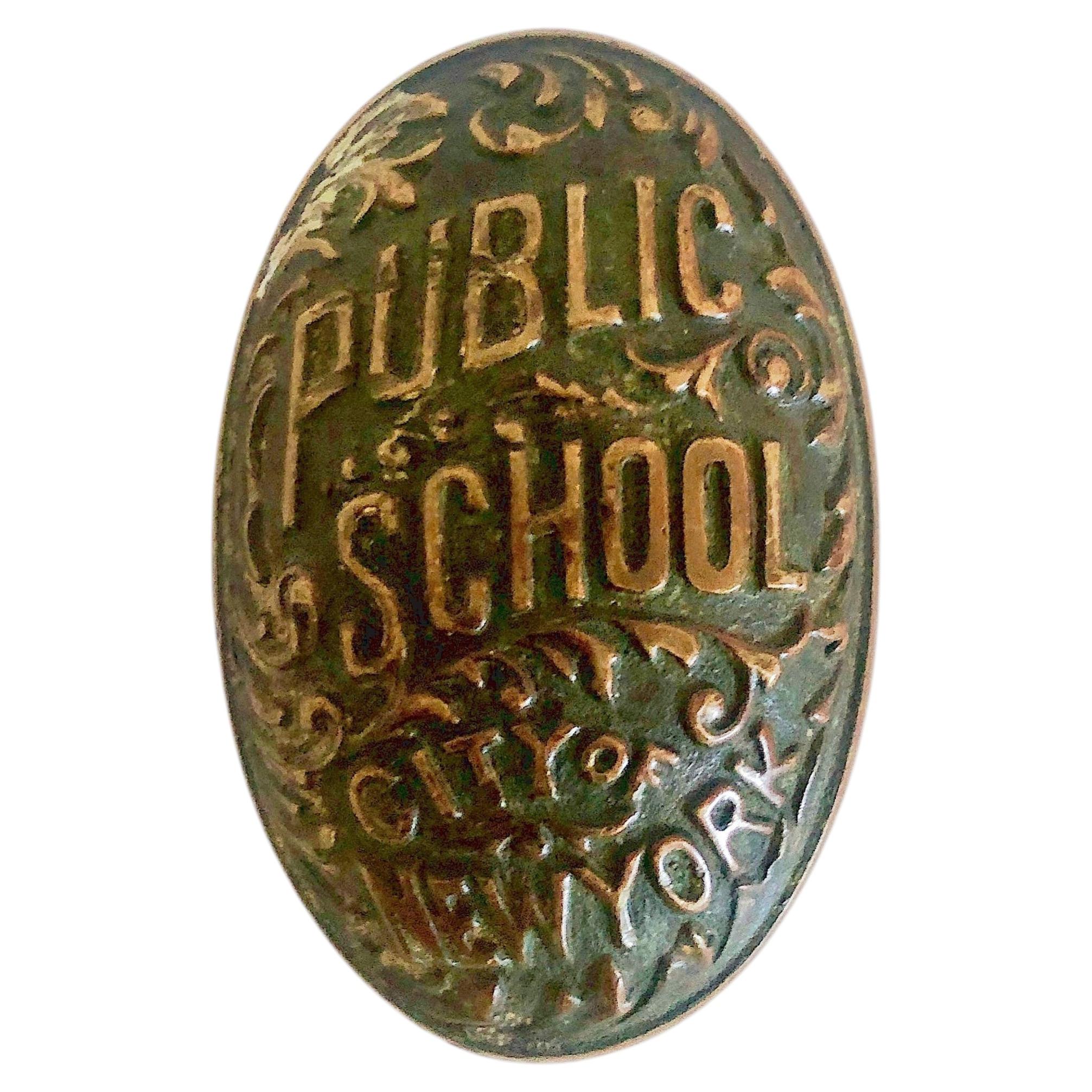 Antique Cast Bronze NYC Public School Doorknob