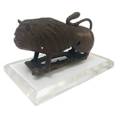 Antique Cast Bronze of a Mythical Lion Beast