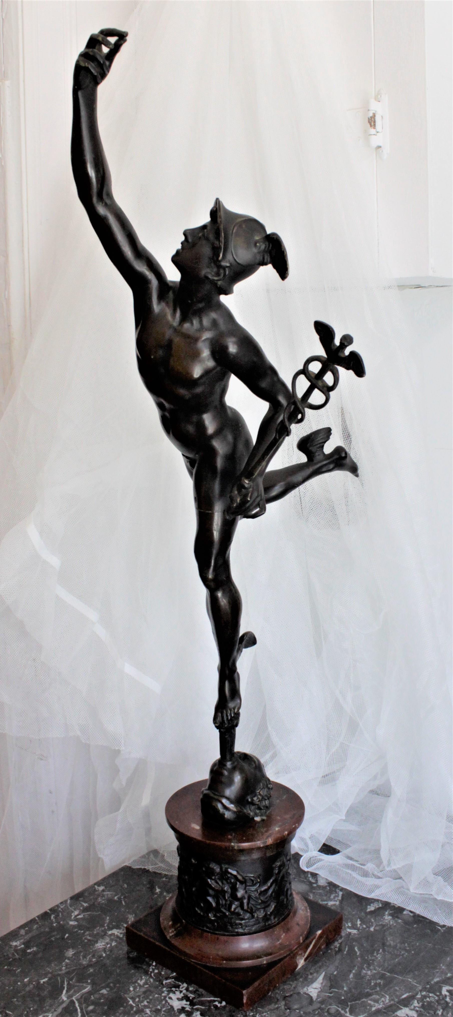 Neoclassical Revival Antique Cast Bronze Sculpture of the Mythological God Mercury or Hermès