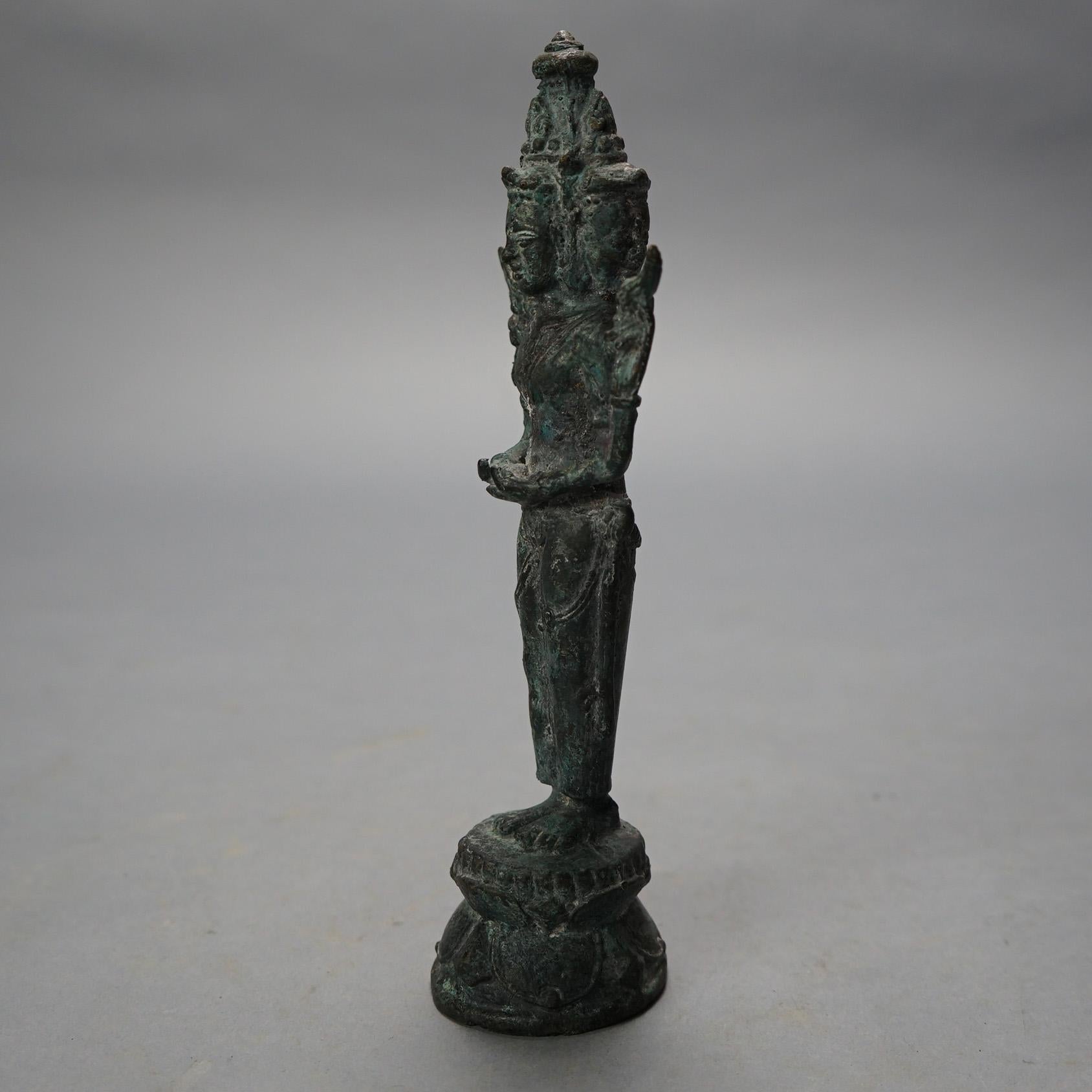 19th Century Antique Cast Bronze Tibetan Buddha Shiva Figure 19thC For Sale