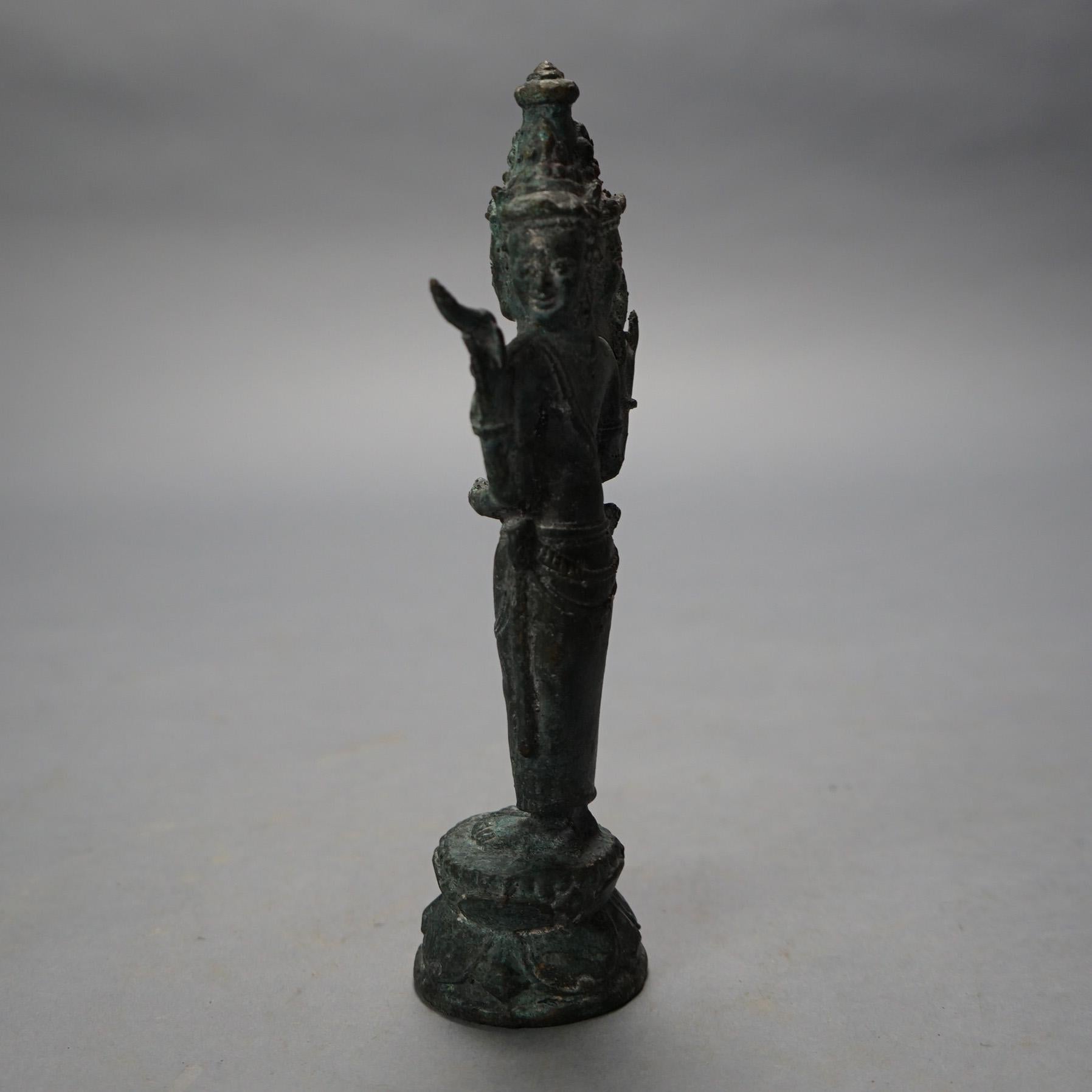 Antique Cast Bronze Tibetan Buddha Shiva Figure 19thC For Sale 1