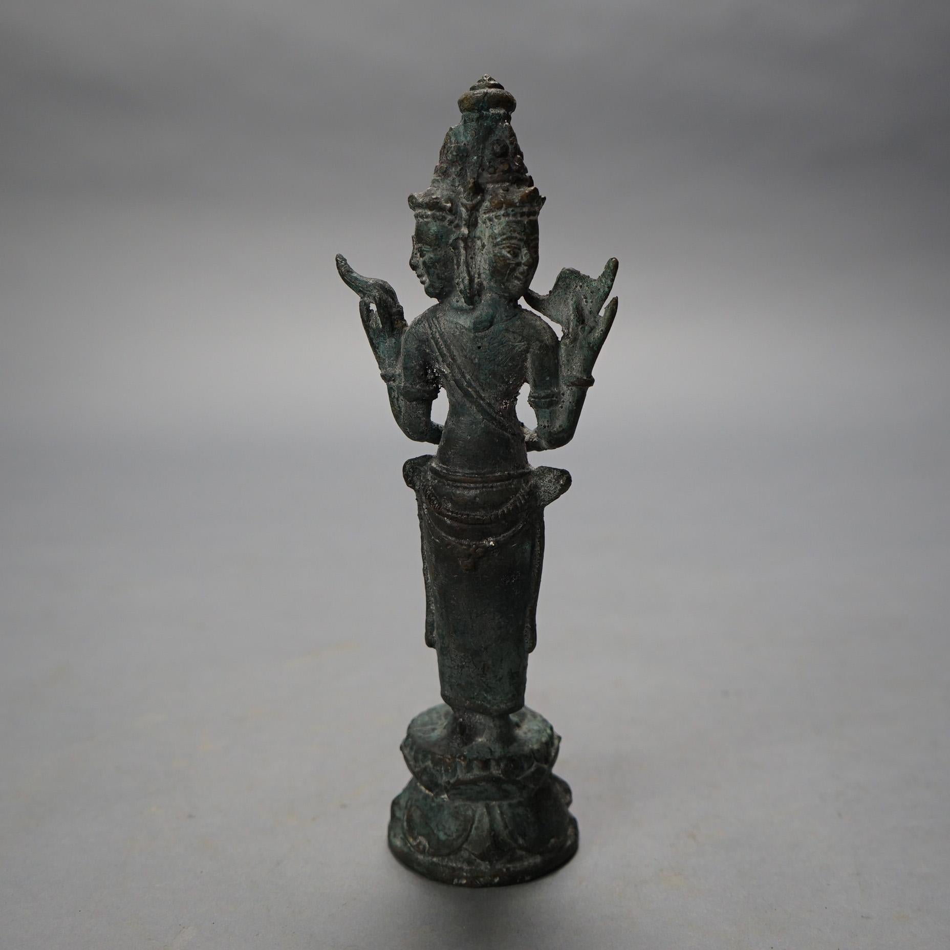 Antique Cast Bronze Tibetan Buddha Shiva Figure 19thC For Sale 2