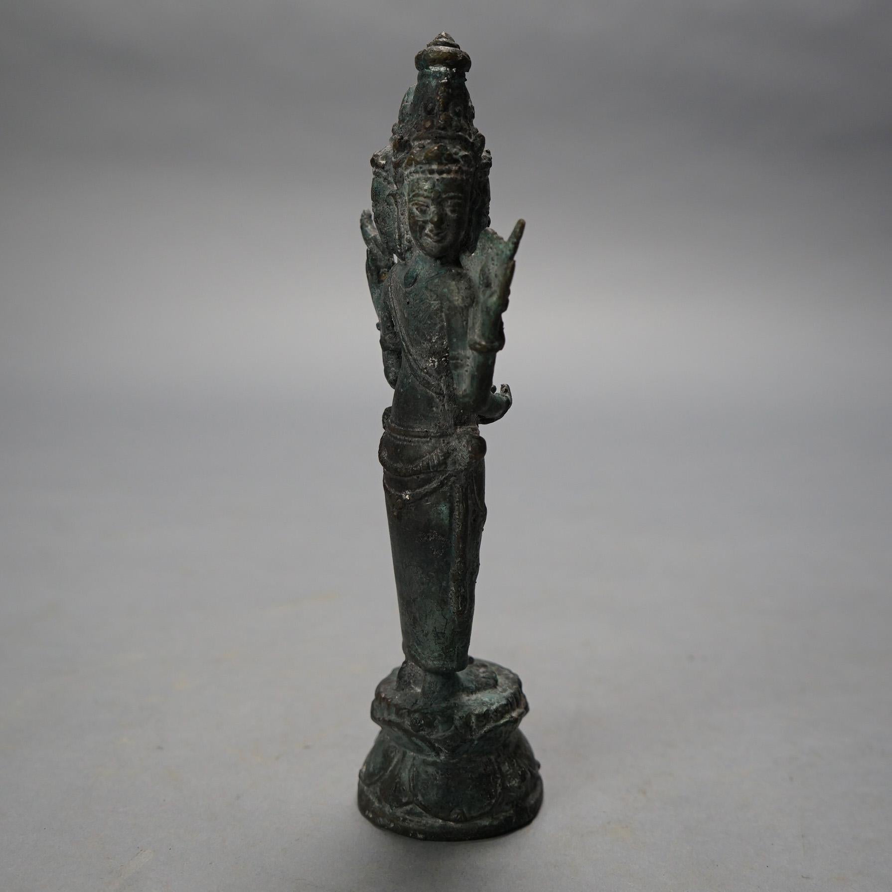 Antique Cast Bronze Tibetan Buddha Shiva Figure 19thC For Sale 3
