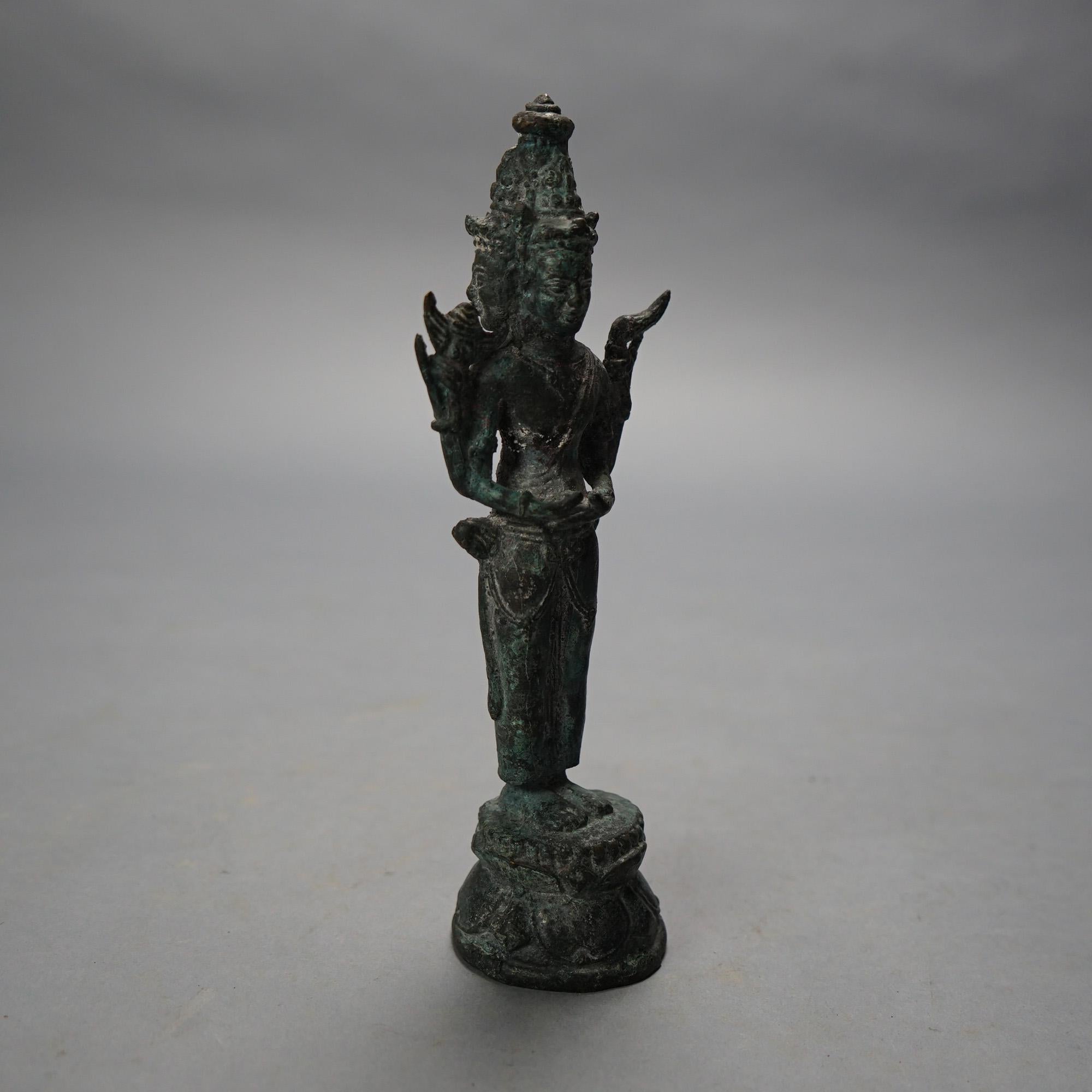 Antique Cast Bronze Tibetan Buddha Shiva Figure 19thC For Sale 4