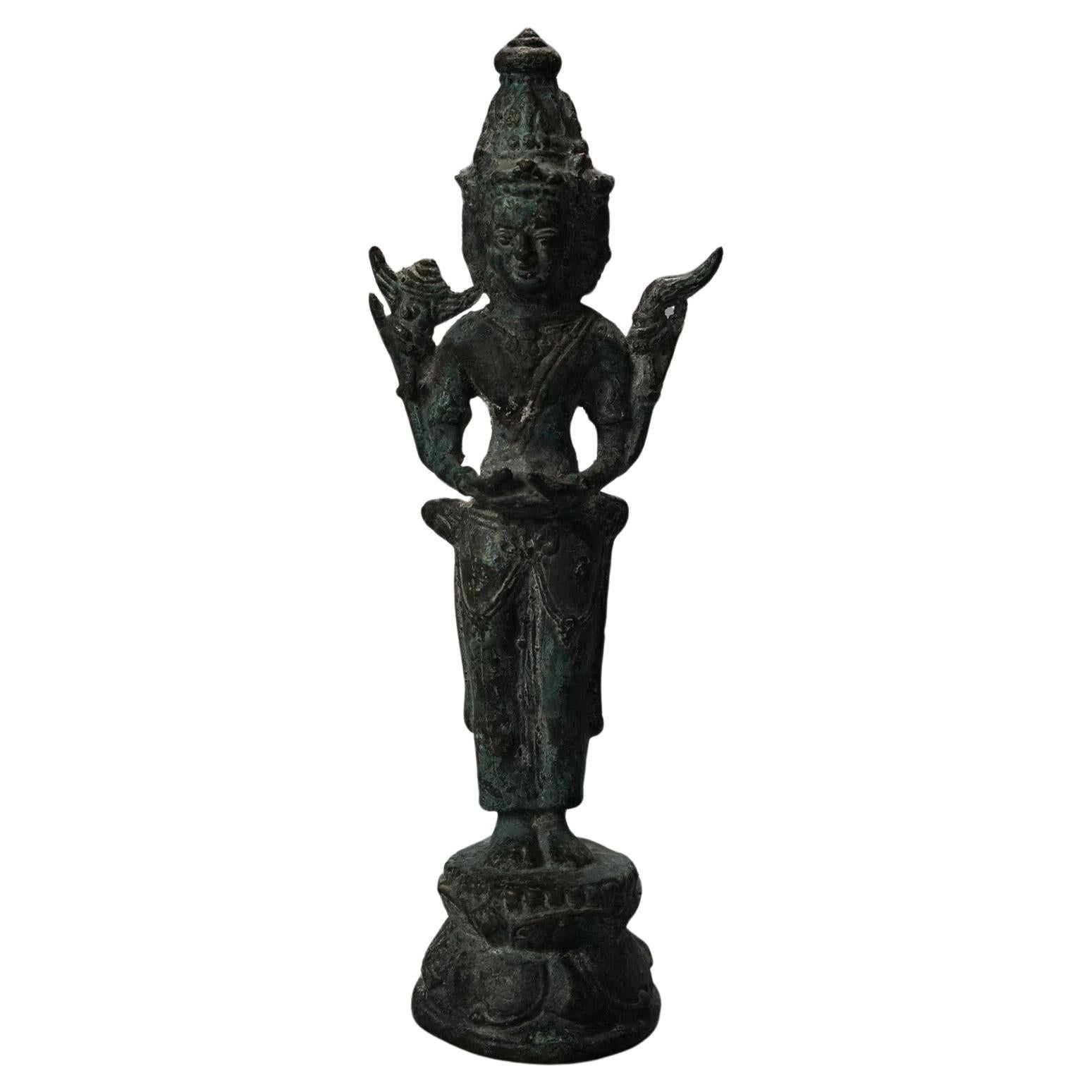 Antique Cast Bronze Tibetan Buddha Shiva Figure 19thC For Sale