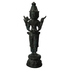 Figure de Bouddha tibétain Shiva en bronze moulé ancien 19ème siècle