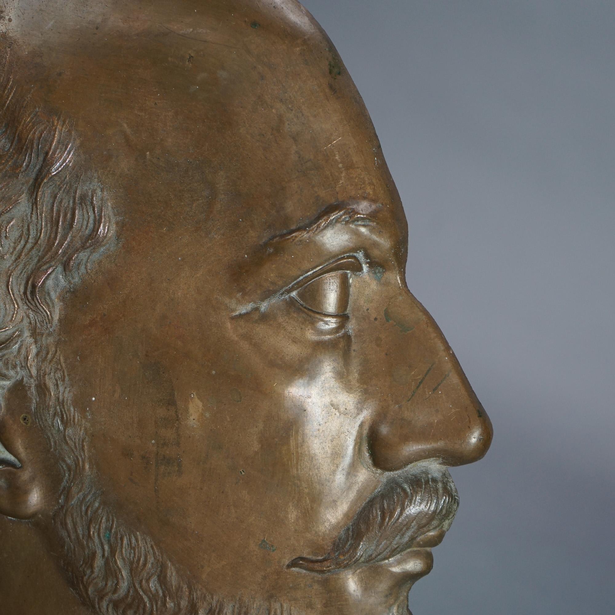 Bronce fundido antiguo William Shakespeare Busto Retrato Placa C1890 Vaciado en venta