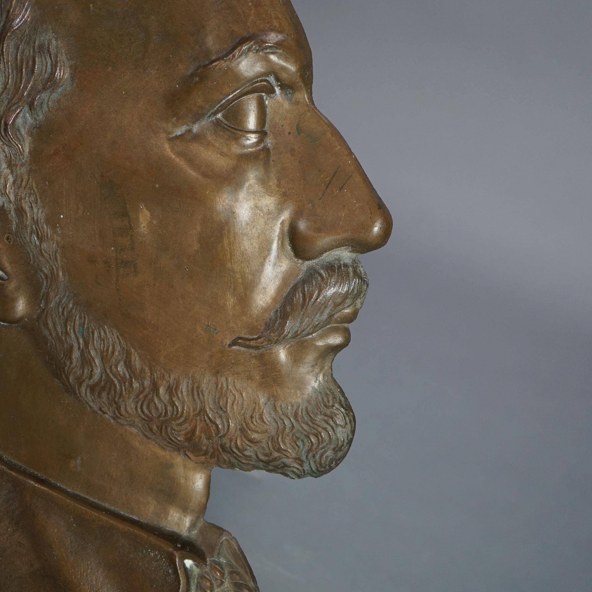 Bronce fundido antiguo William Shakespeare Busto Retrato Placa C1890 en Bueno estado para la venta en Big Flats, NY