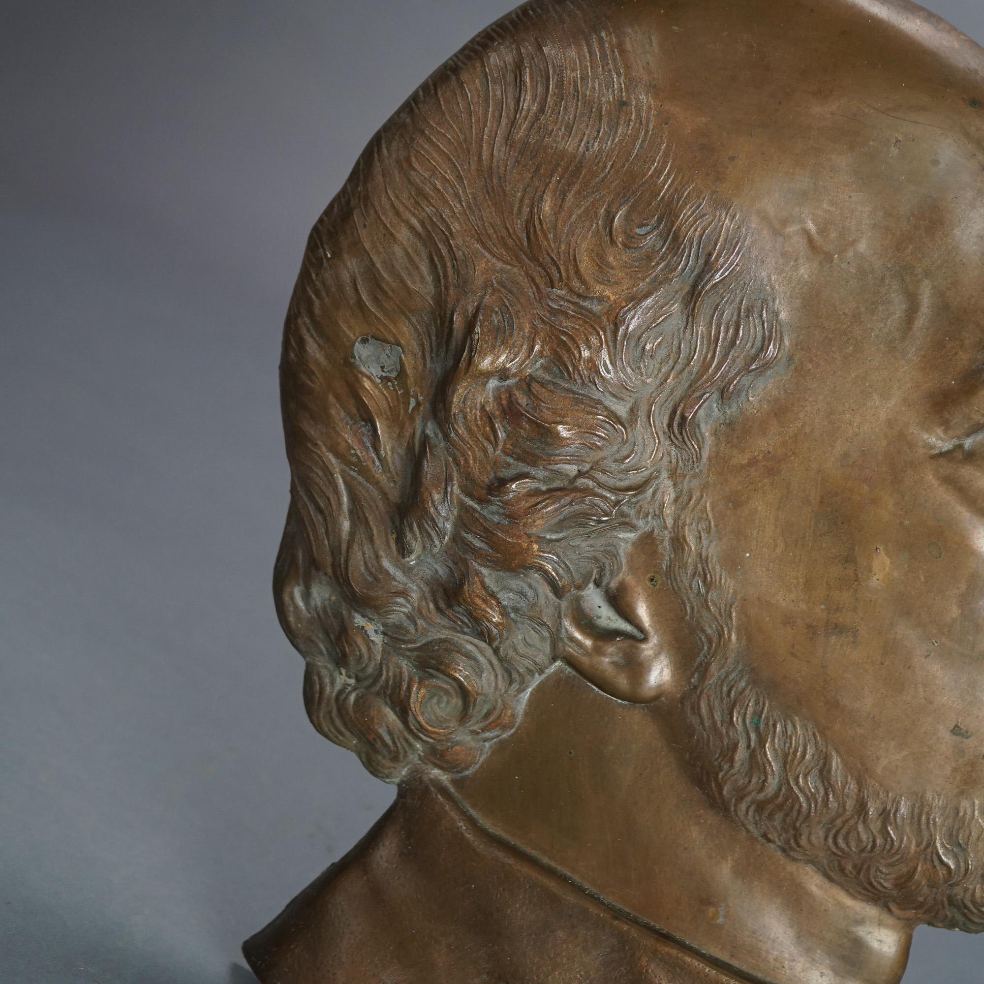 Bronce fundido antiguo William Shakespeare Busto Retrato Placa C1890 siglo XIX en venta