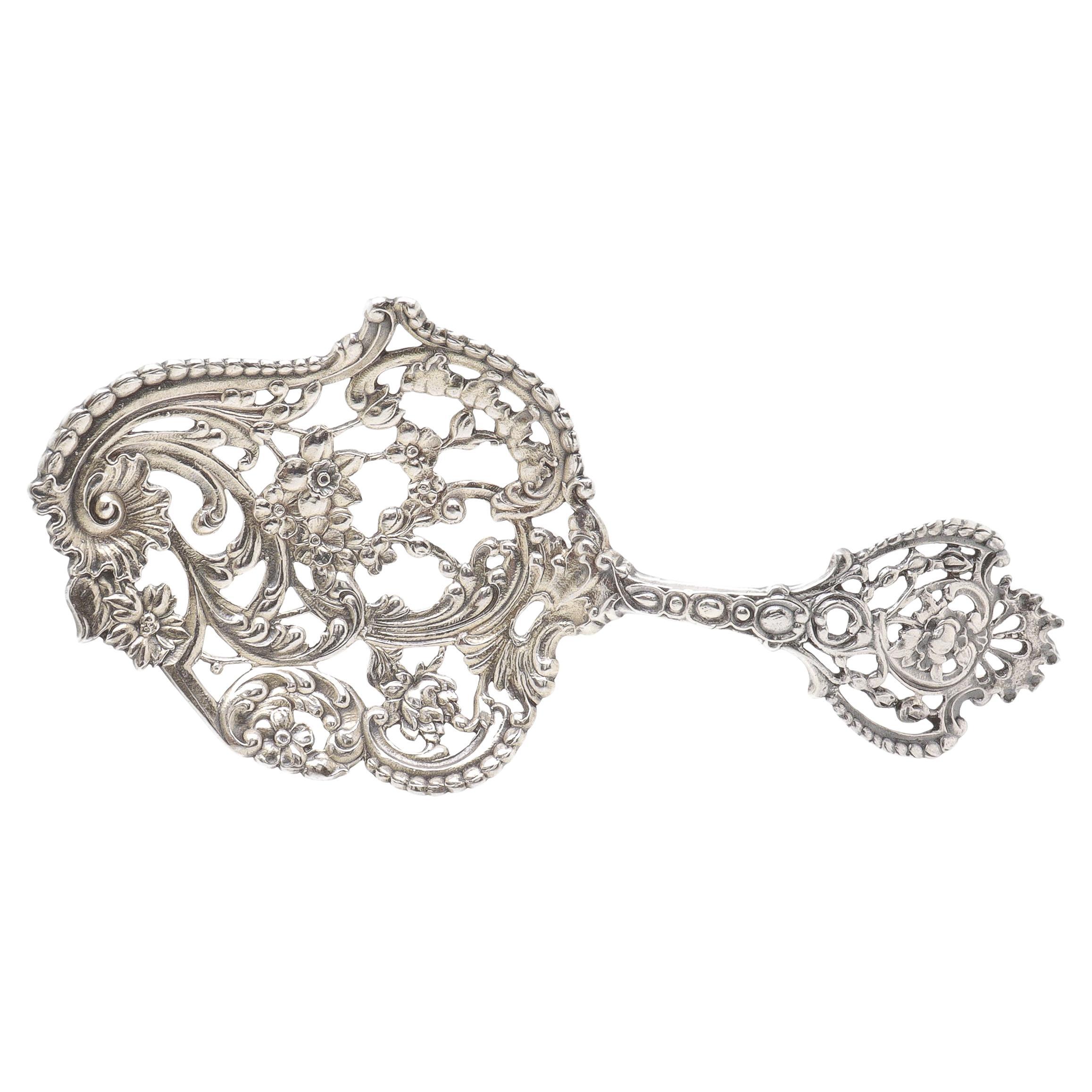 Antique Cast Gorham Sterling Silver Bon Bon Spoon No. 586 with Flowers