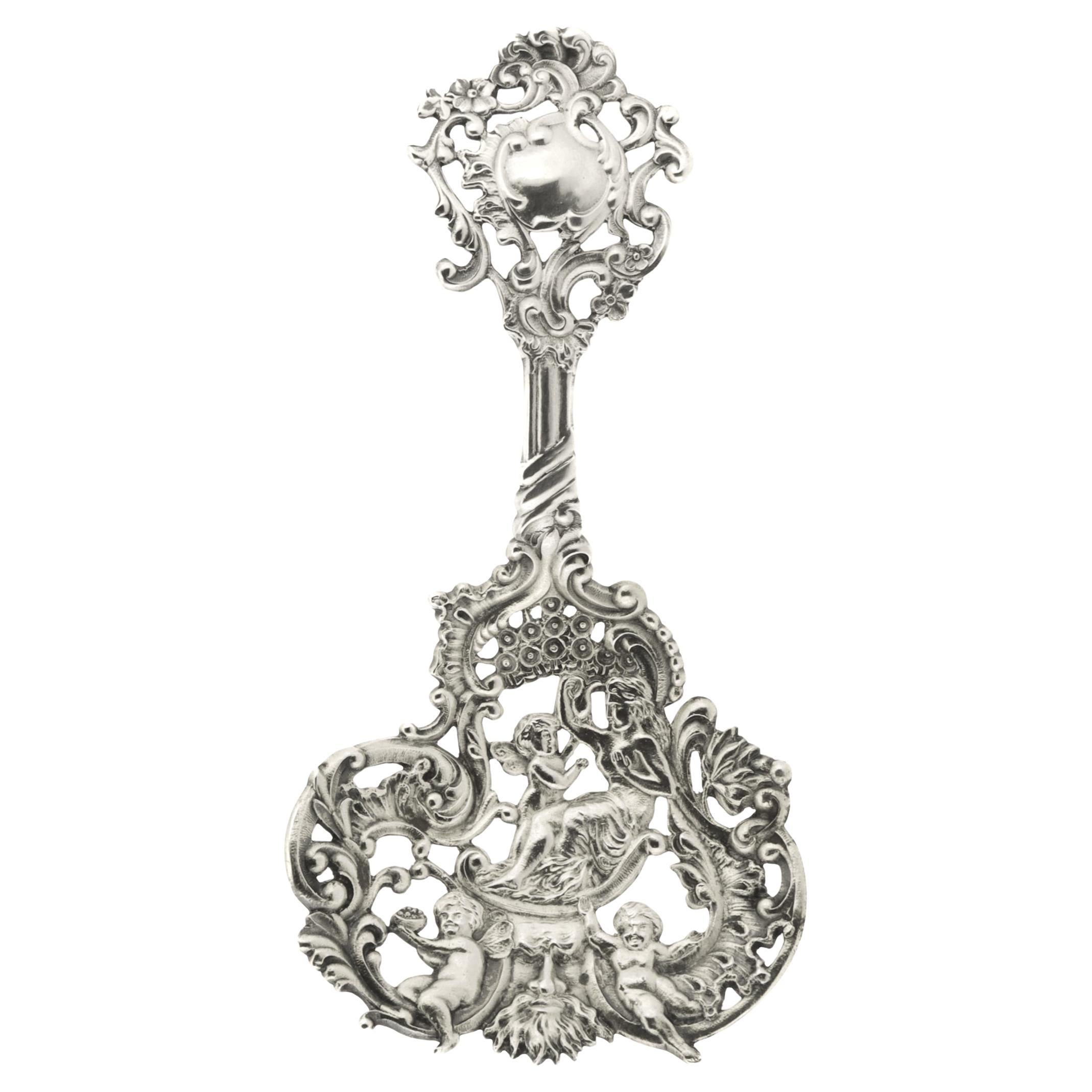 Antique Cast Gorham Sterling Silver Bon Bon Spoon No. 589 with Cherubs