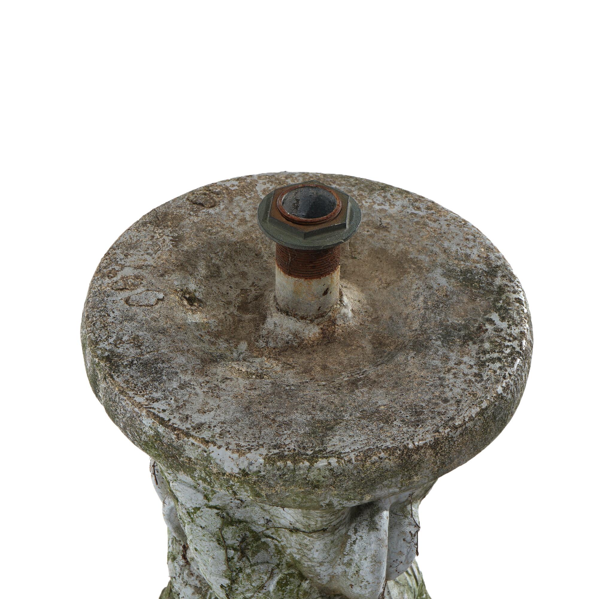 Antique Cast Hard Stone Figural Dolphin Garden Fountain Base C1930 For Sale 4