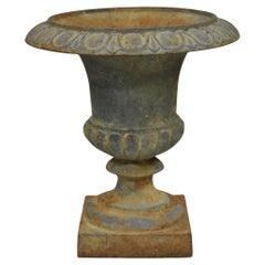 Antique Cast Iron 12.5" French Classical Small Urn Garden Flower Planter Pot