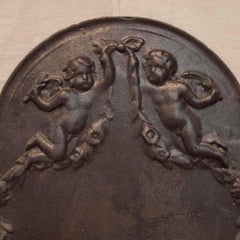 19th Century Neoclassical Antique Cast Iron Fireback Allegory of Peace