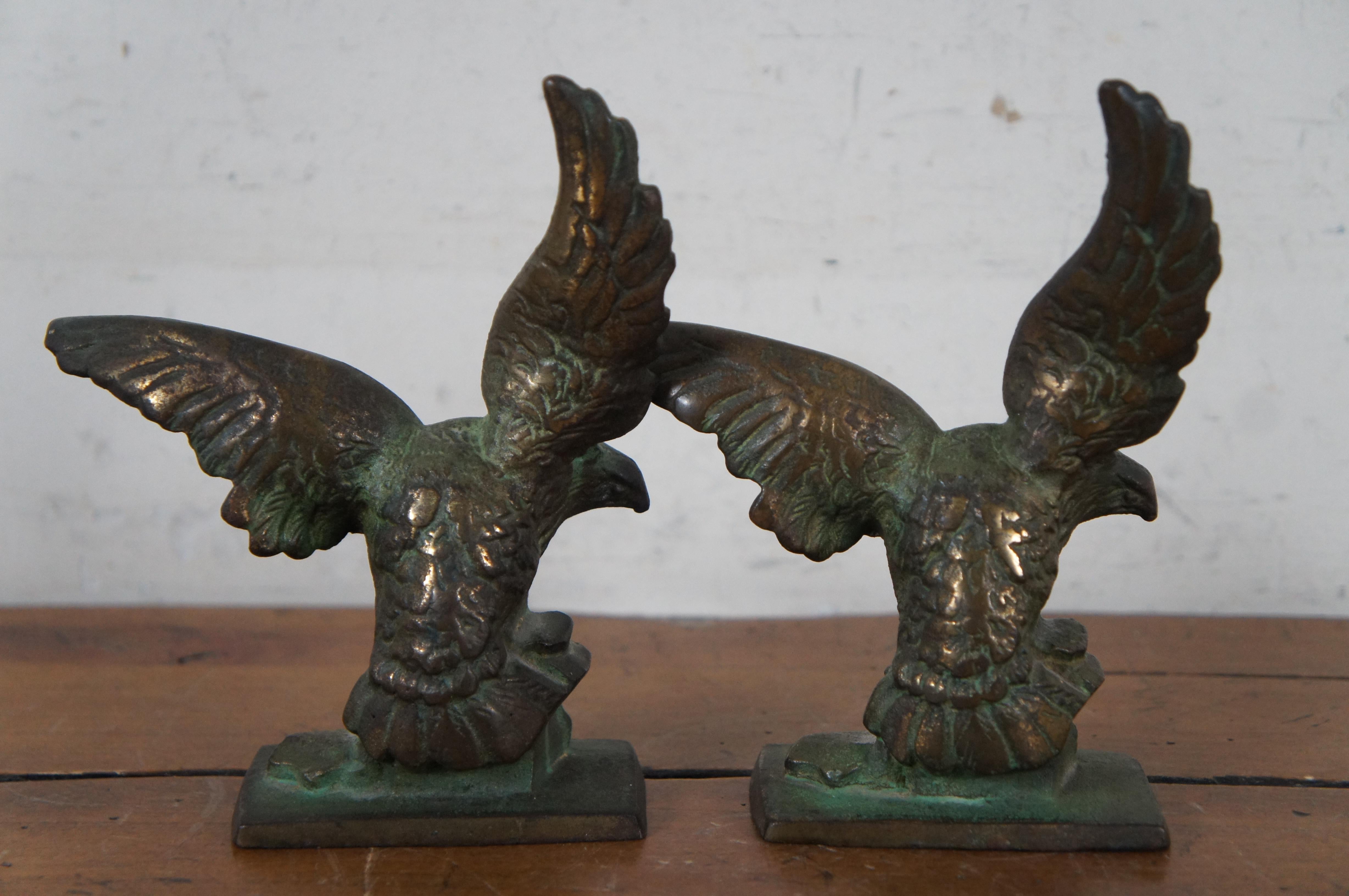 20th Century Antique Cast Iron American Eagle Bookends Doorstops 6