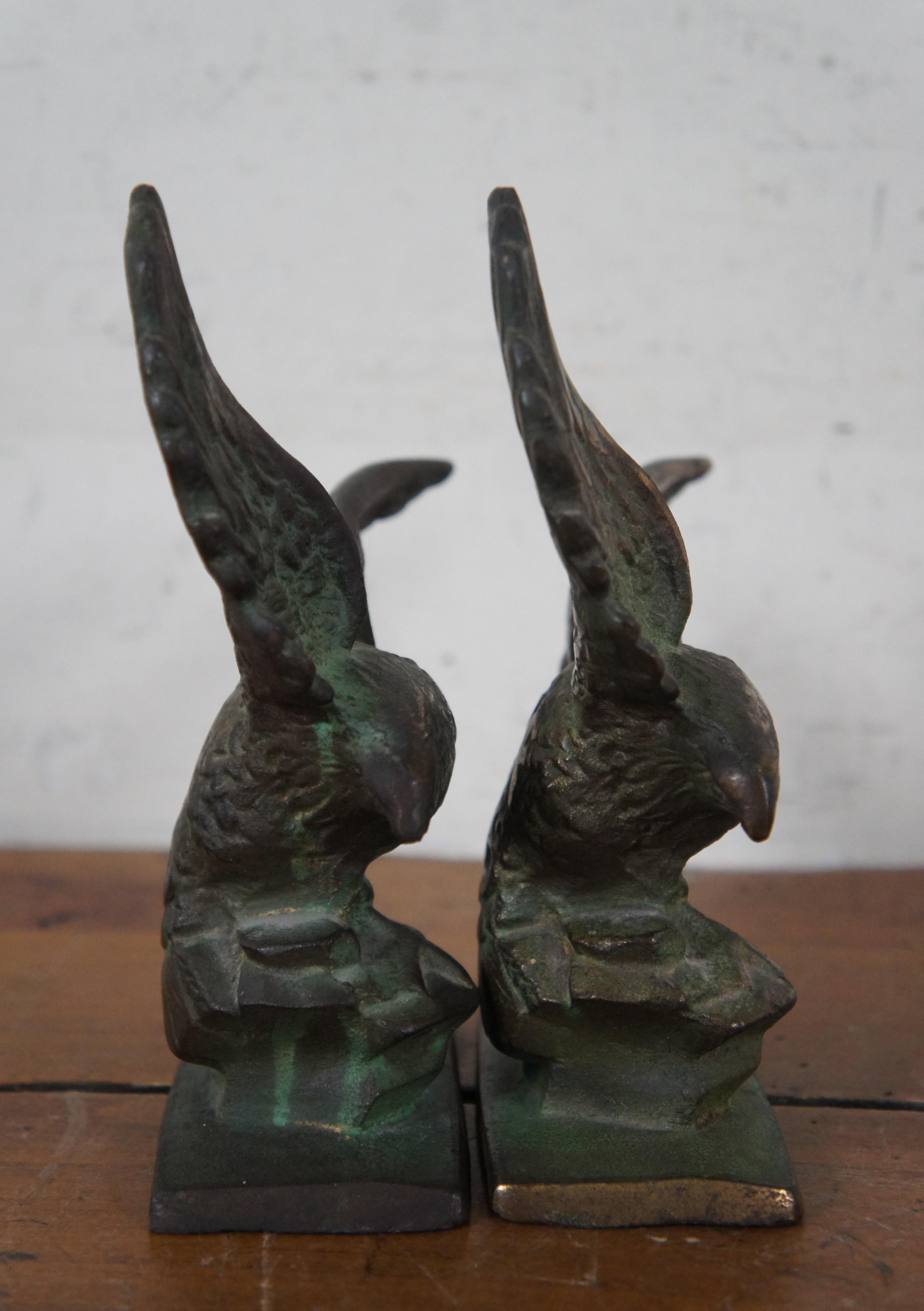 Antique Cast Iron American Eagle Bookends Doorstops 6