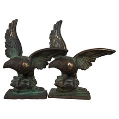 Antique Cast Iron American Eagle Bookends Doorstops 6"