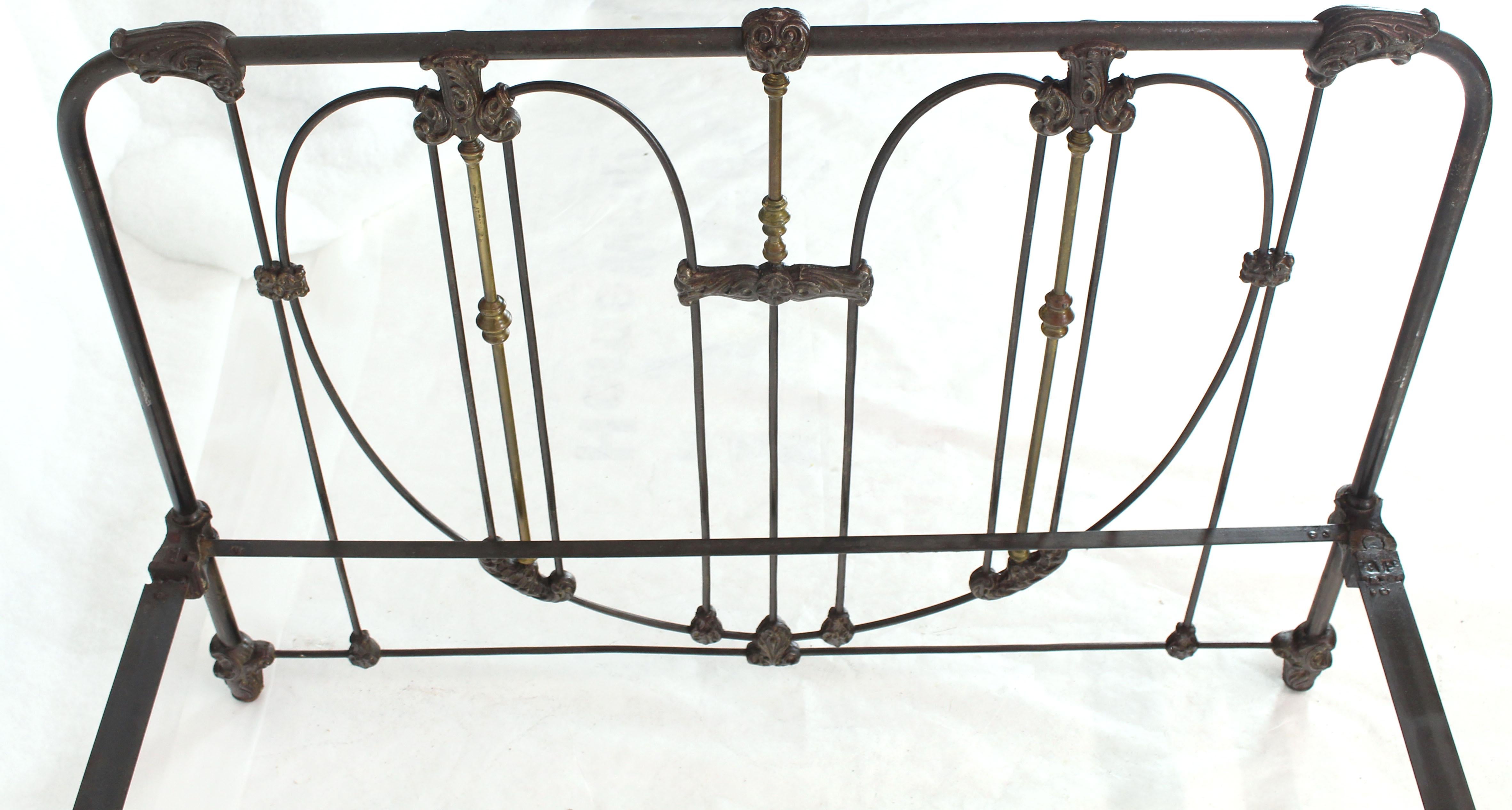 Antique Cast Iron and Brass Bed Heart Pattern Headboard and Footboard 1