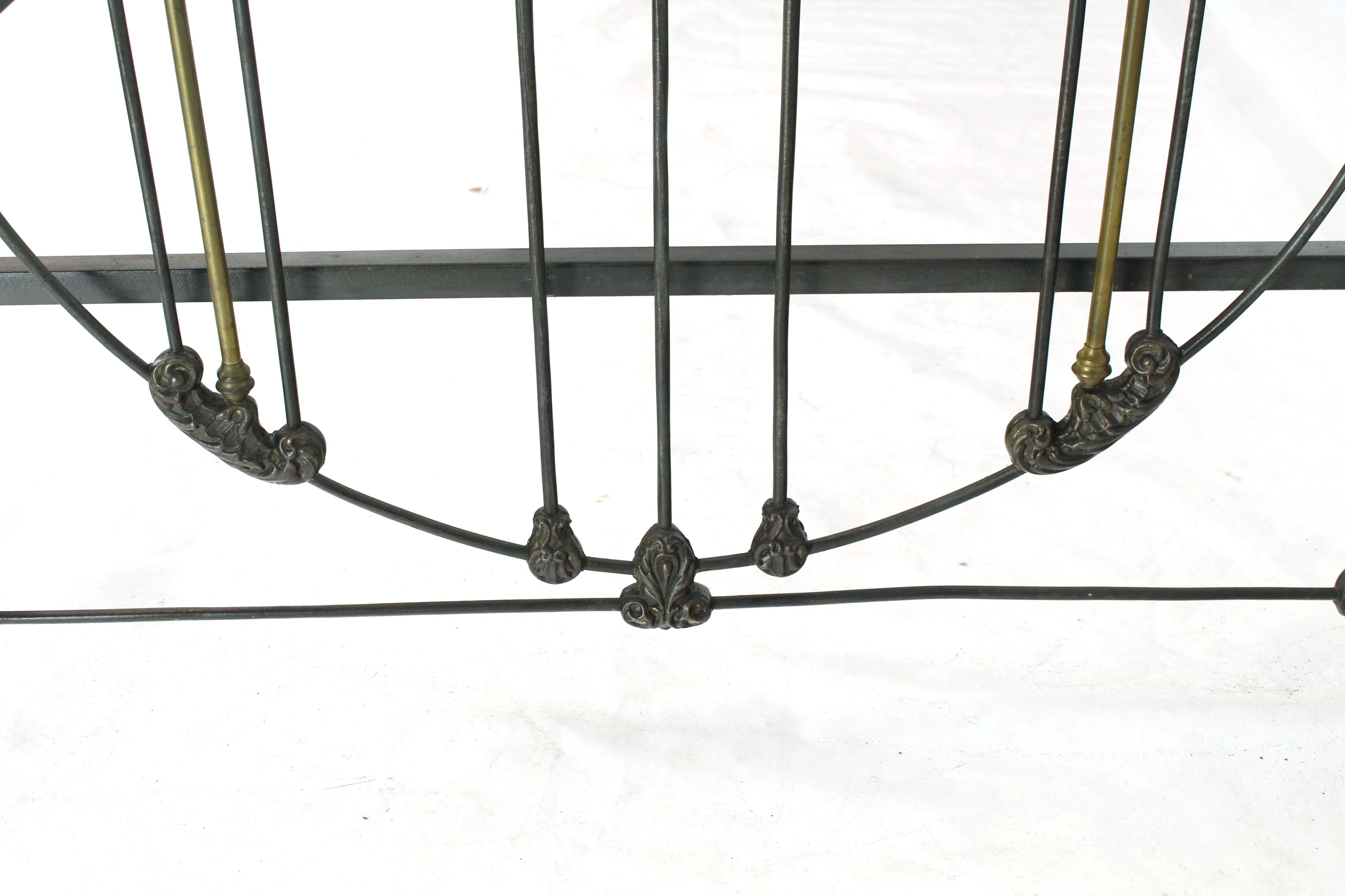Antique Cast Iron and Brass Bed Heart Pattern Headboard and Footboard 2