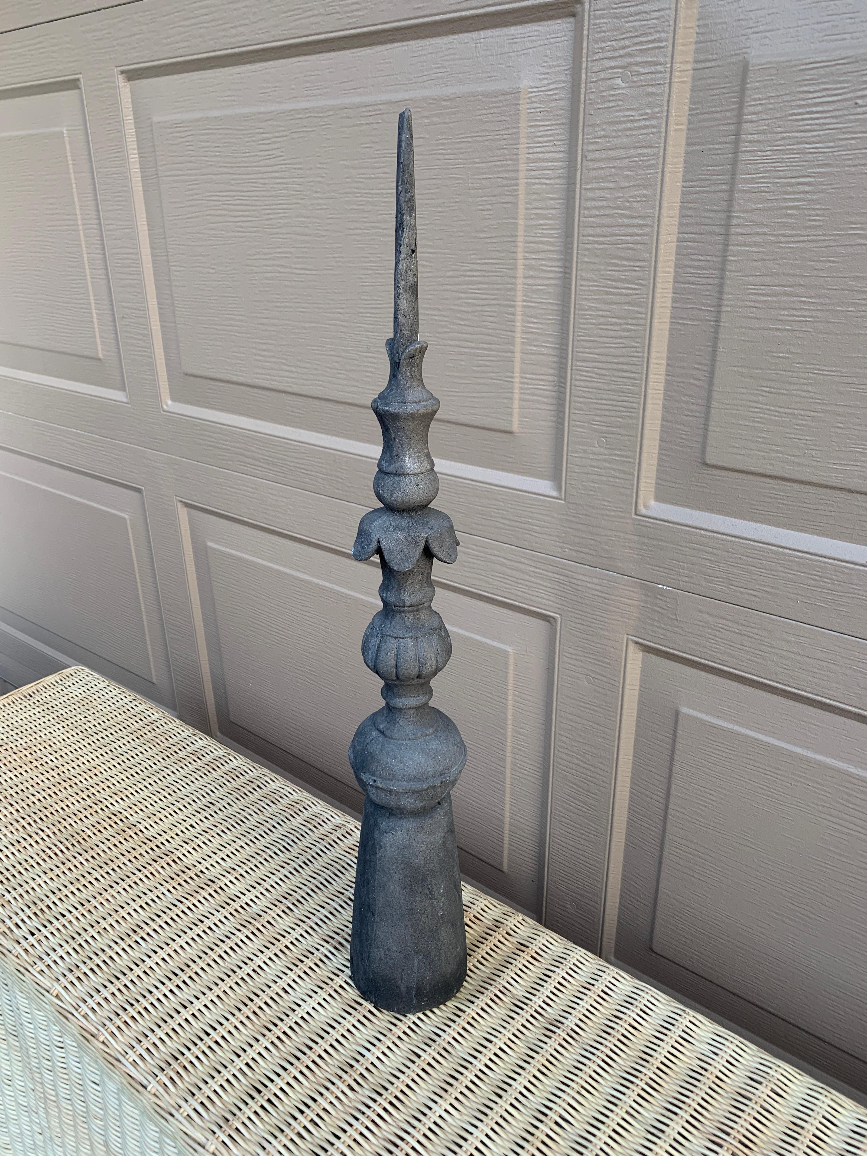 Country Antique Cast Iron Architectural Garden Obelisk Finial For Sale