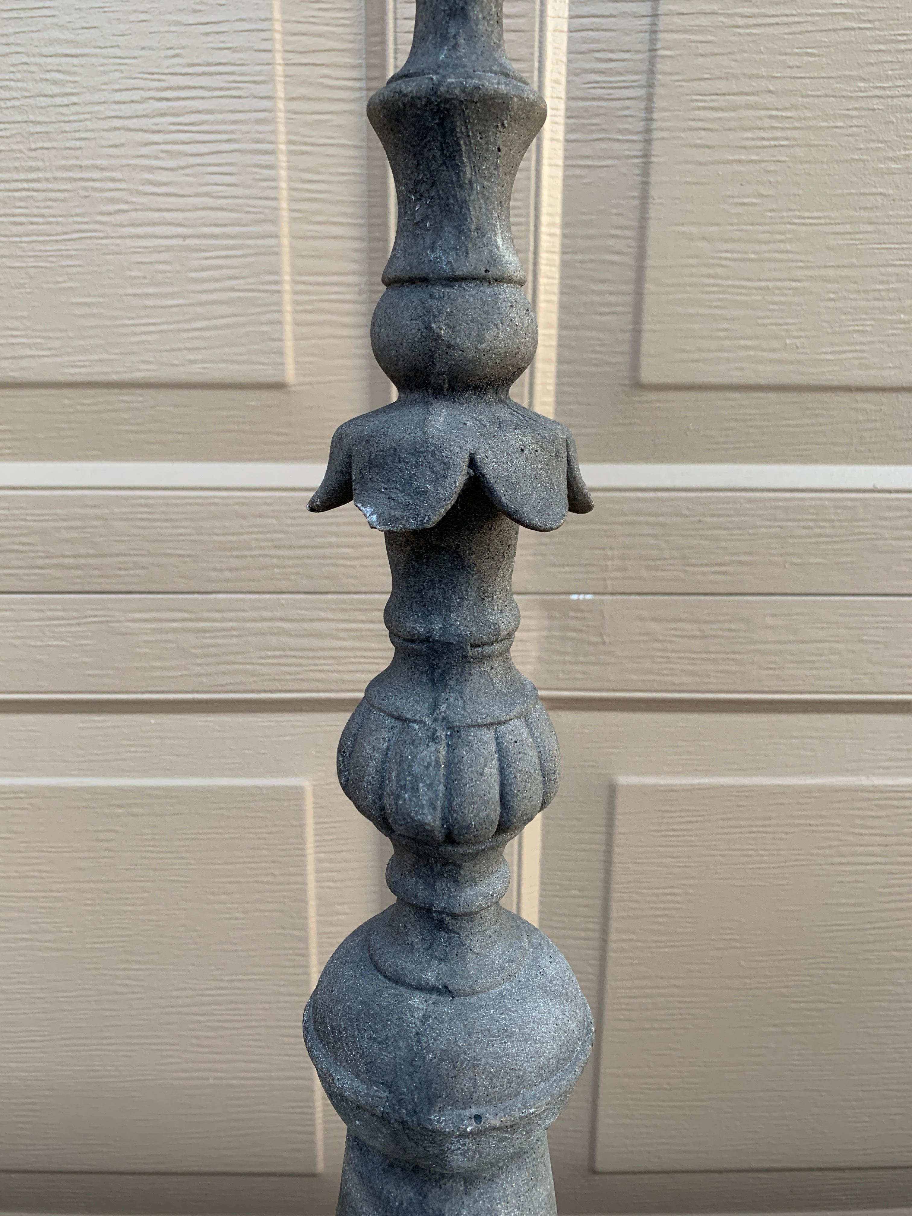 20th Century Antique Cast Iron Architectural Garden Obelisk Finial For Sale