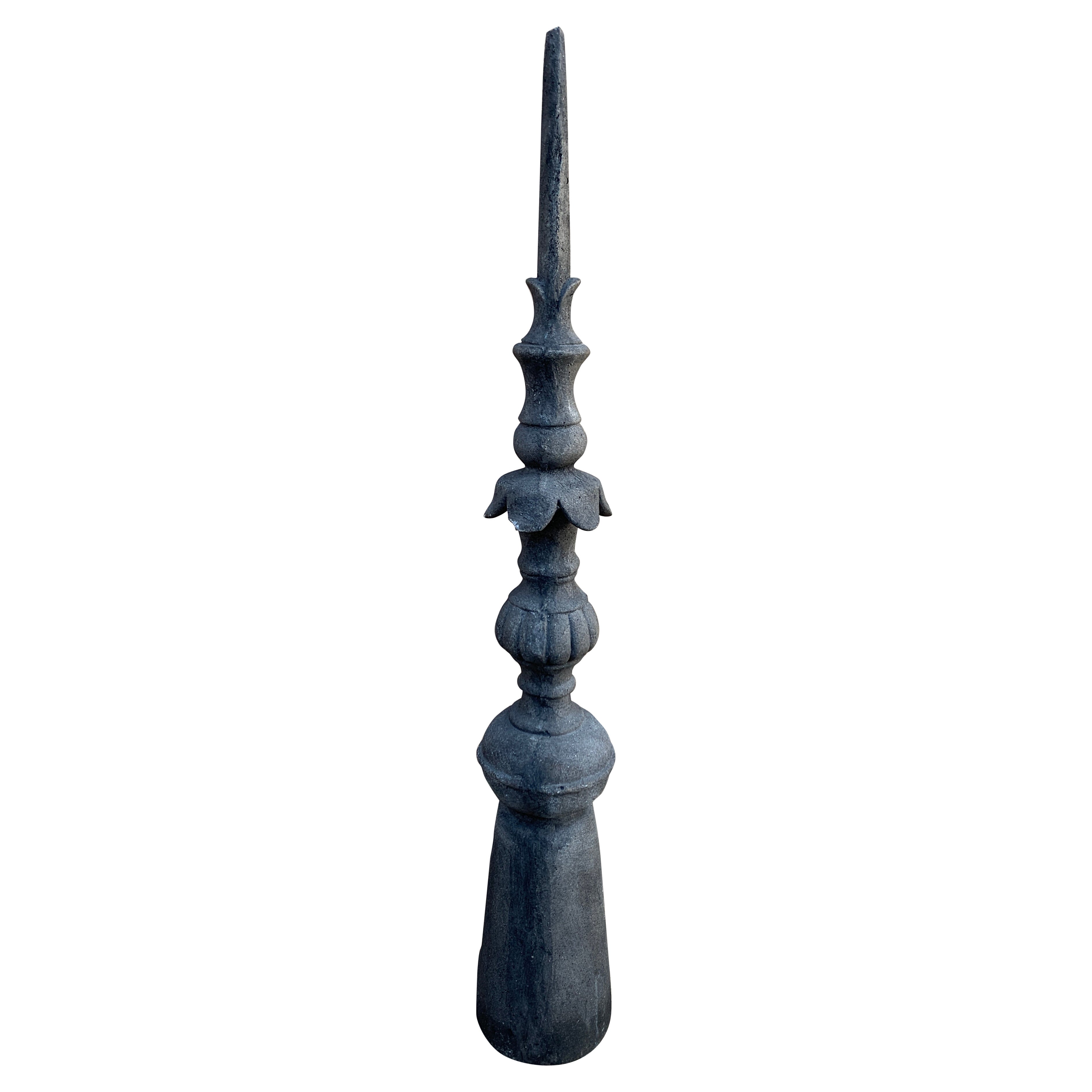 Antique Cast Iron Architectural Garden Obelisk Finial For Sale