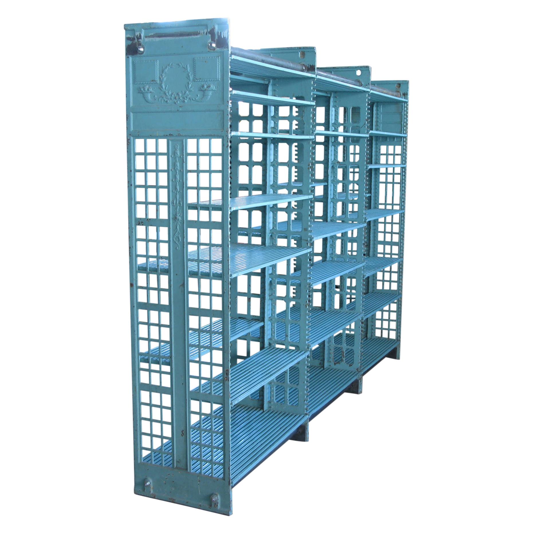 Antique Cast Iron Archival Library Bookcase by Snead at 1stDibs