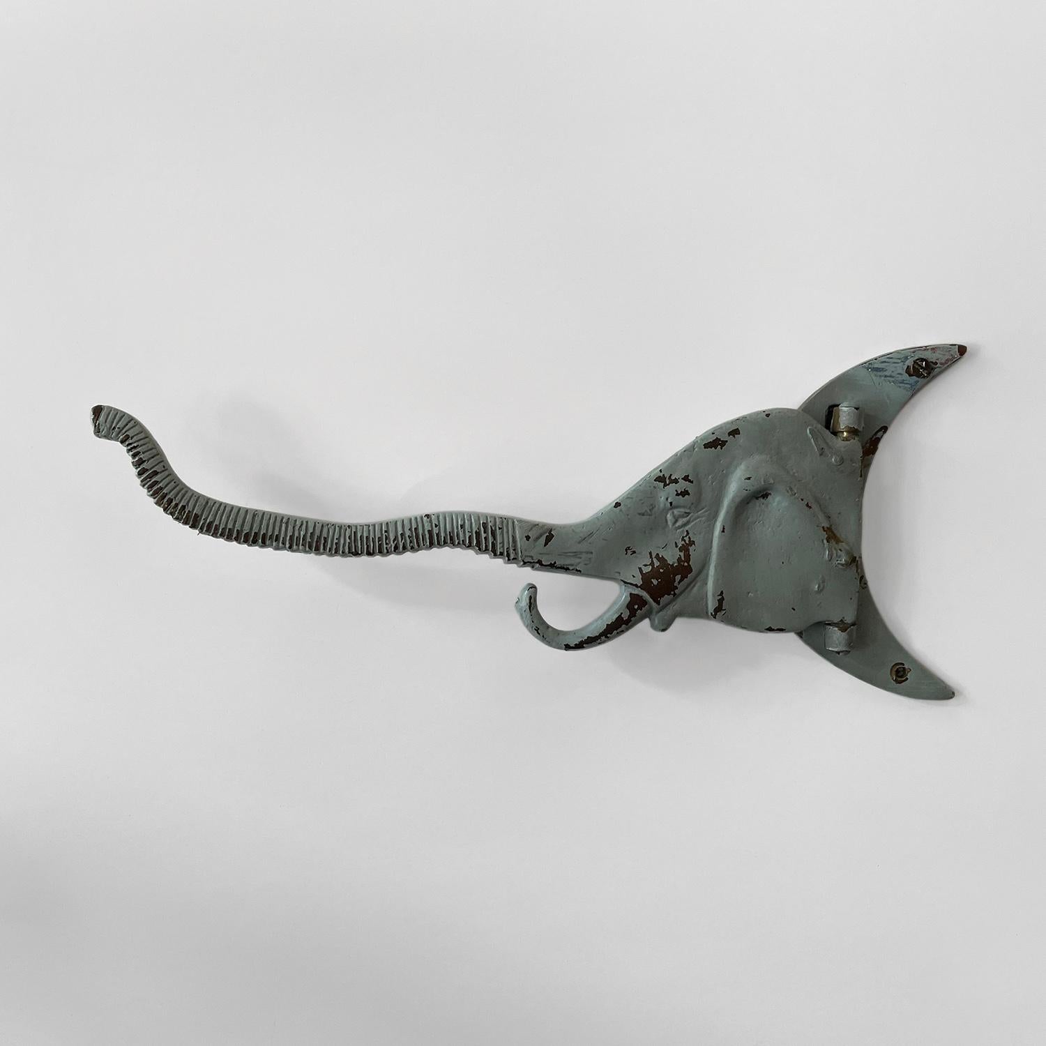 Unknown Antique Cast Iron Articulating Elephant Wall Hook  For Sale