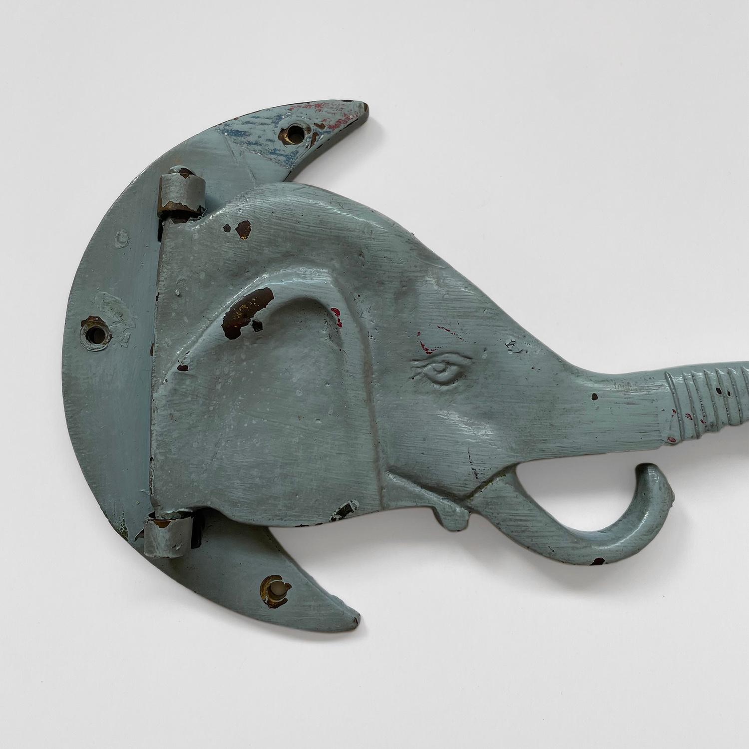 Antique Cast Iron Articulating Elephant Wall Hook  In Good Condition For Sale In Los Angeles, CA
