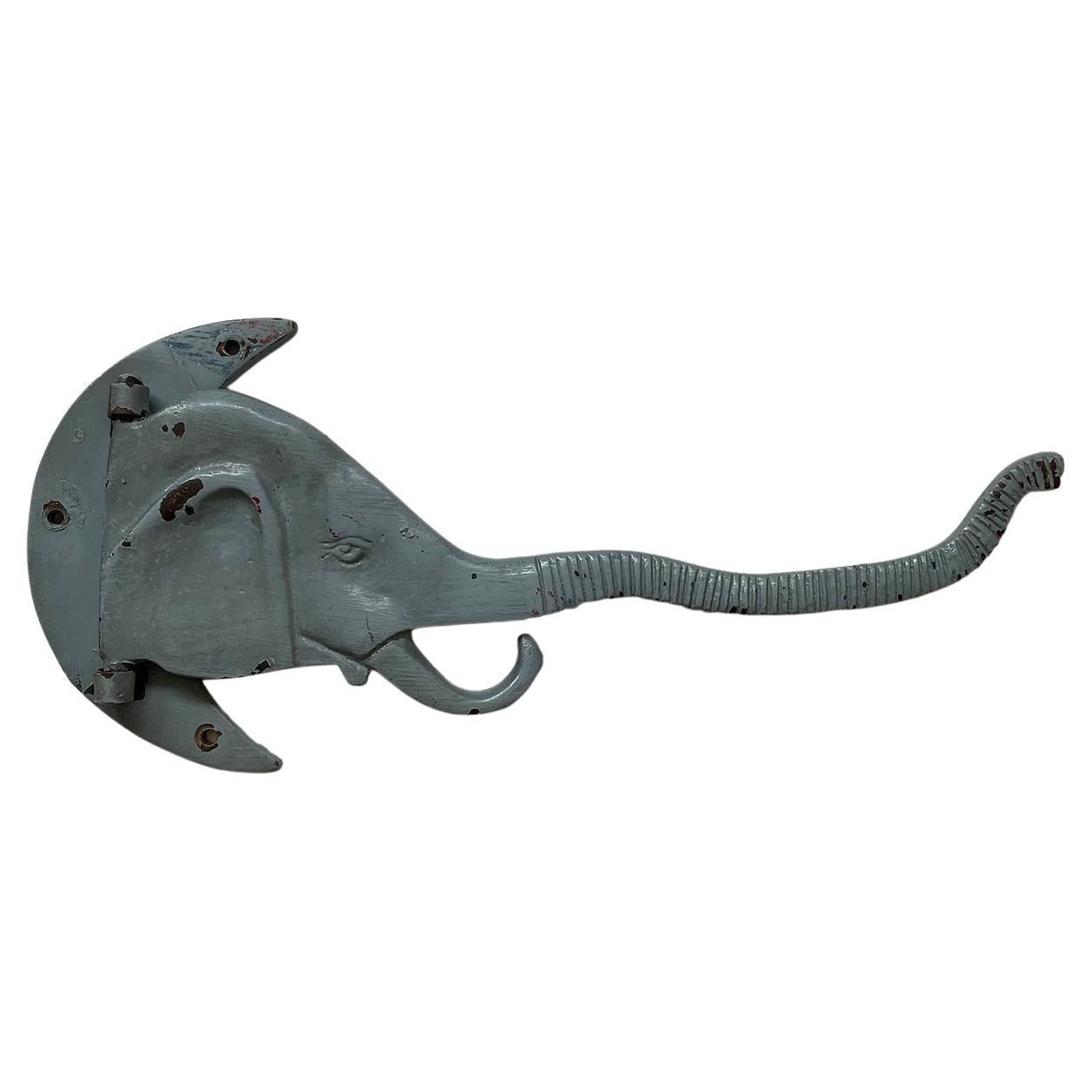 Antique Cast Iron Articulating Elephant Wall Hook  For Sale