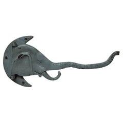 Antique Cast Iron Articulating Elephant Wall Hook 