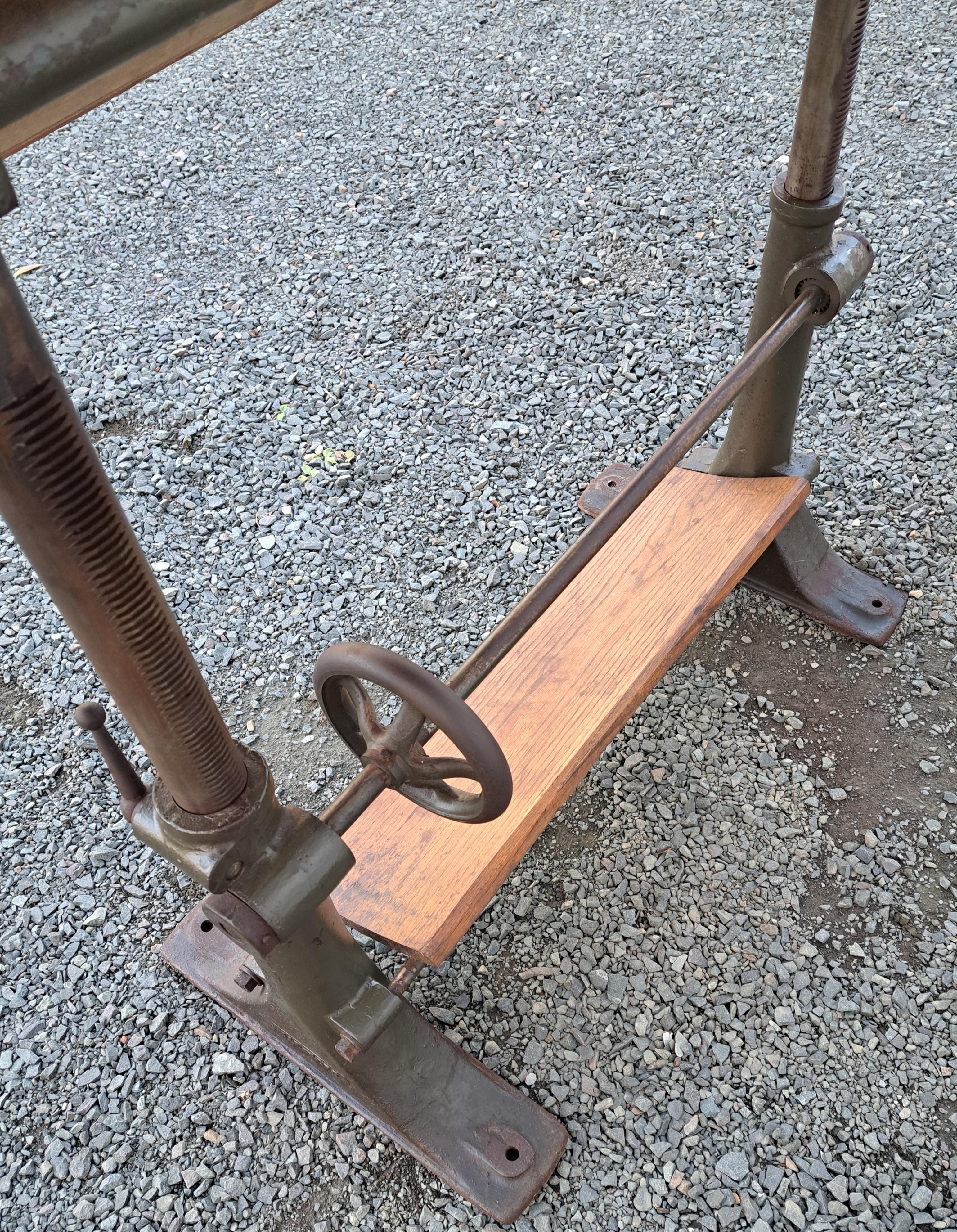 Antique Cast Iron Base Drafting Table For Sale 4