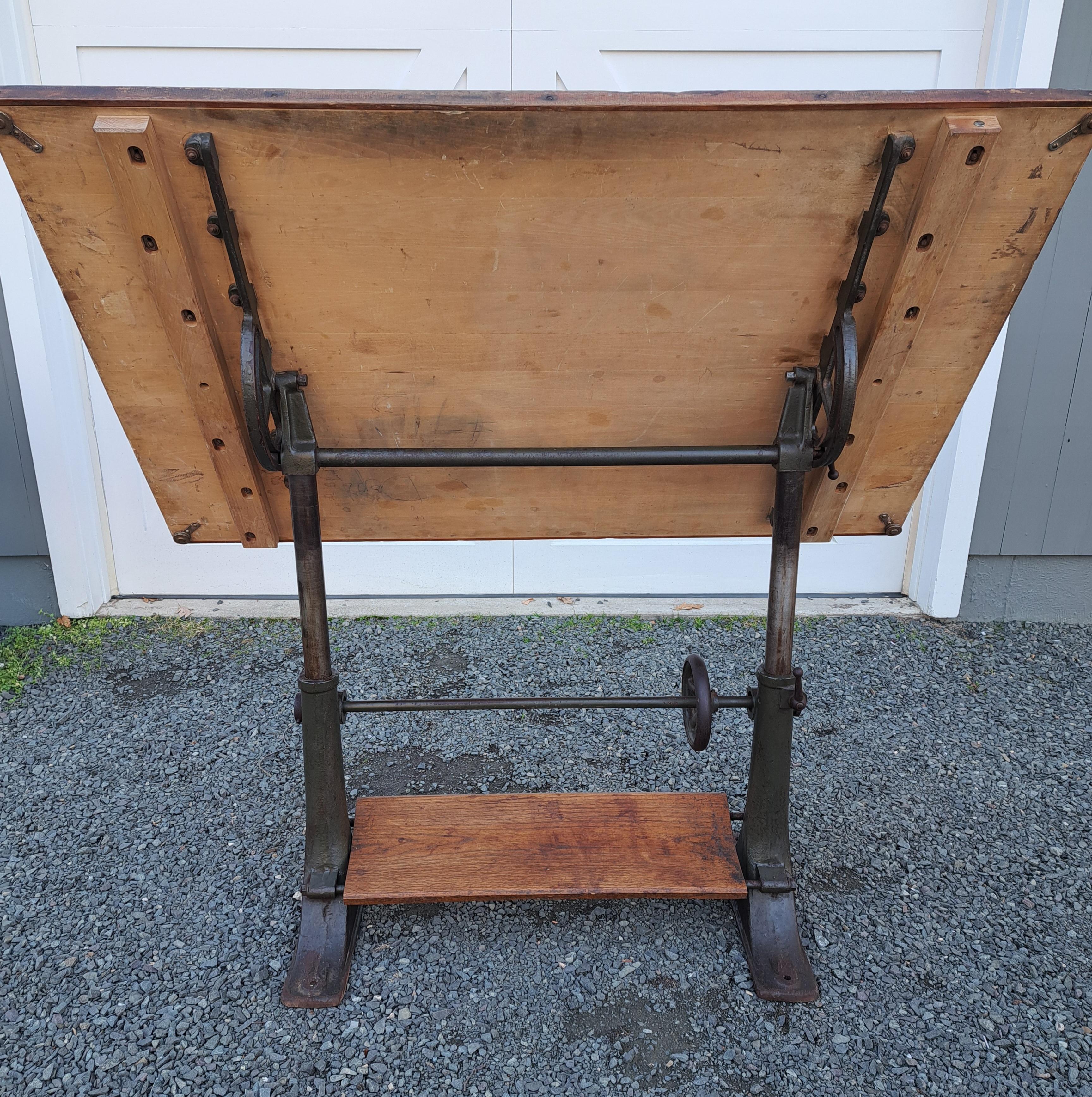 Antique Cast Iron Base Drafting Table For Sale 5
