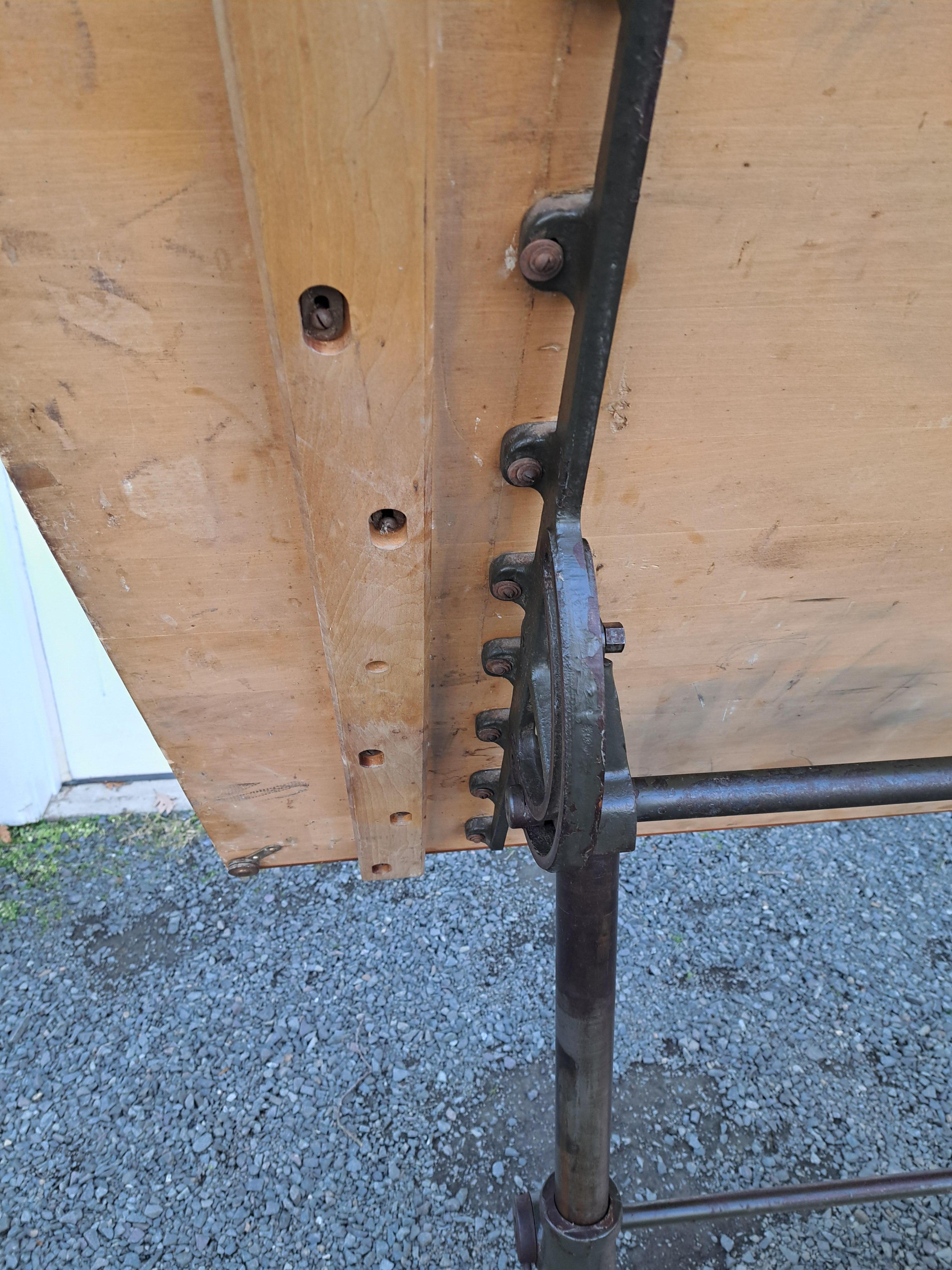 Antique Cast Iron Base Drafting Table For Sale 9